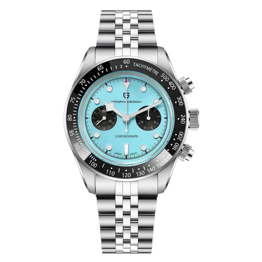 Pagani Design PD-1718 Chrono Panda Men's 39.5MM 100M Waterproof Chronograph Japanese VK64 Meca-Quartz Movement - Blue Dial - DREAM WATCHES
