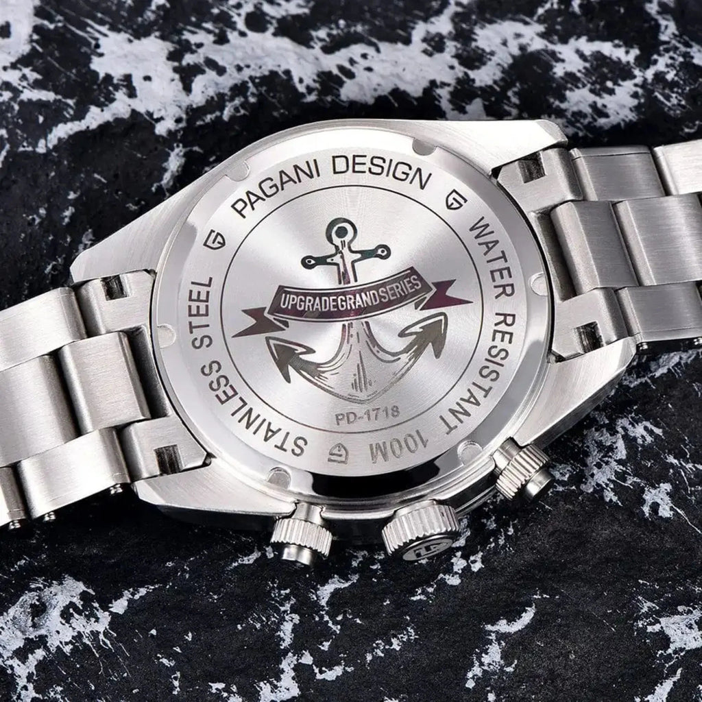 Pagani Design PD-1718 Chrono Panda Men's 39.5MM 100M Waterproof Chronograph Japanese VK64 Meca-Quartz Movement - Pink Dial - DREAM WATCHES