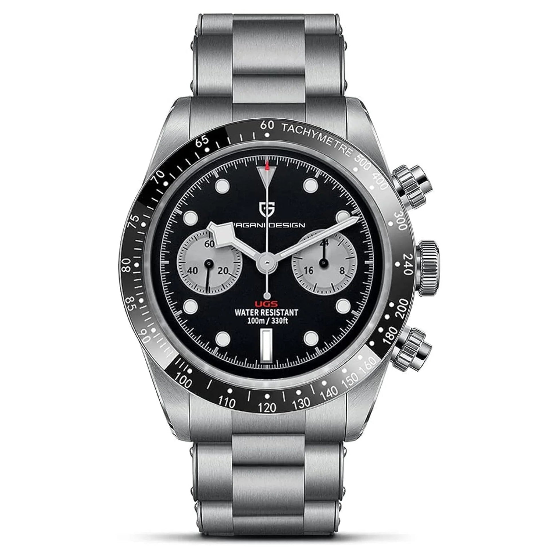 Pagani Design PD-1718 Panda Dial Men's Chronograph Watches Japan VK64 Movement Stainless Steel 100M Waterproof Men Fashion Casual Watch - Black Dial - DREAM WATCHES