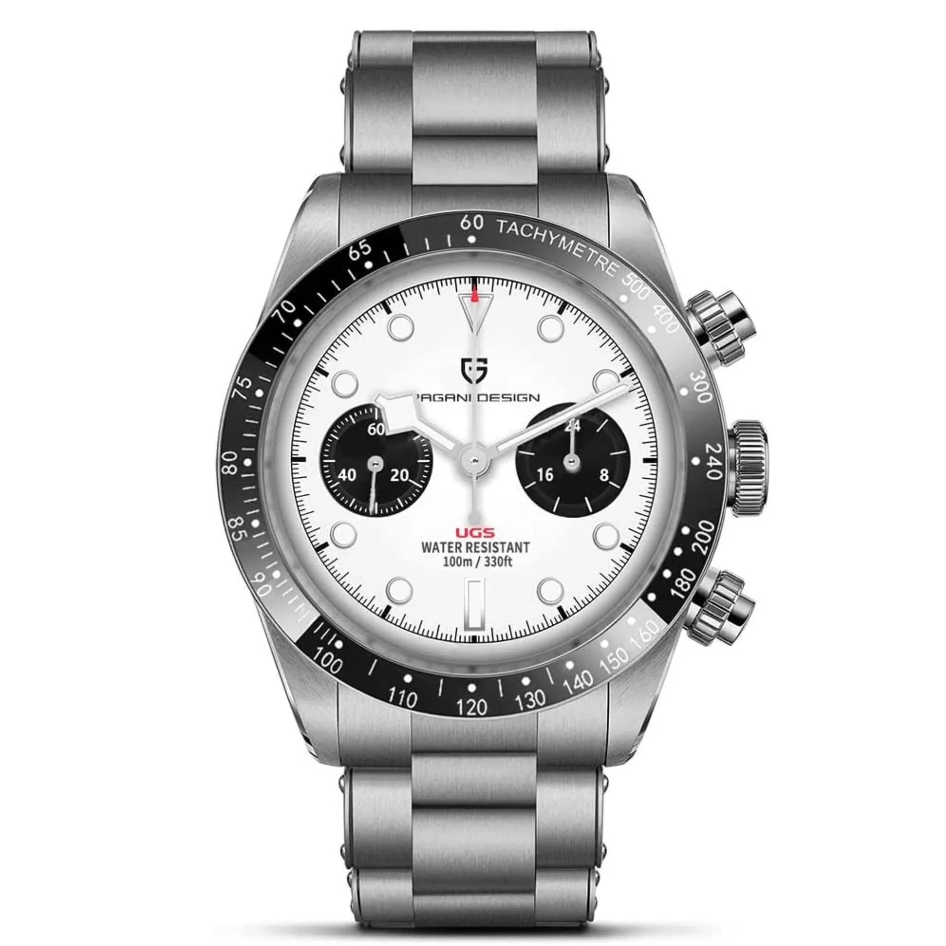 Pagani Design PD-1718 Panda Dial Men's Chronograph Watches Japan VK64 Movement Stainless Steel 100M Waterproof Men Fashion Casual Watch - White Dial - DREAM WATCHES
