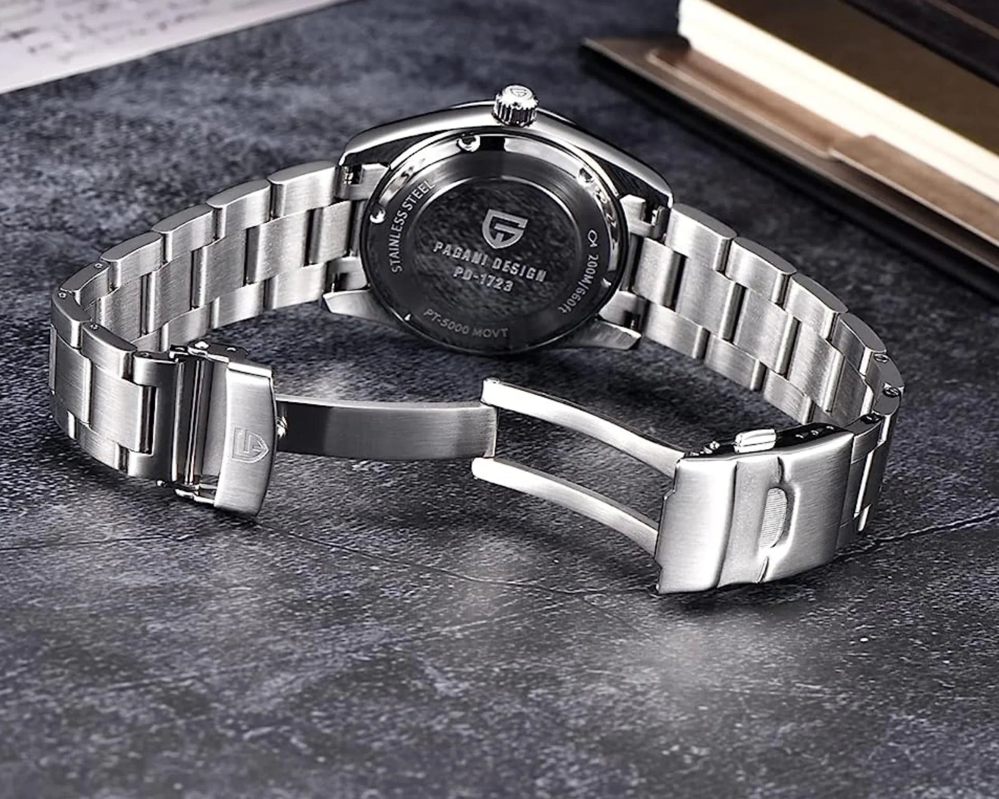Pagani Design PD-1723 Air King 36 mm 200 m Waterproof PT5000 Automatic Mechanical Watch AR Sapphire crystal Luminous Stainless steel Business Watch - Salmon - DREAM WATCHES