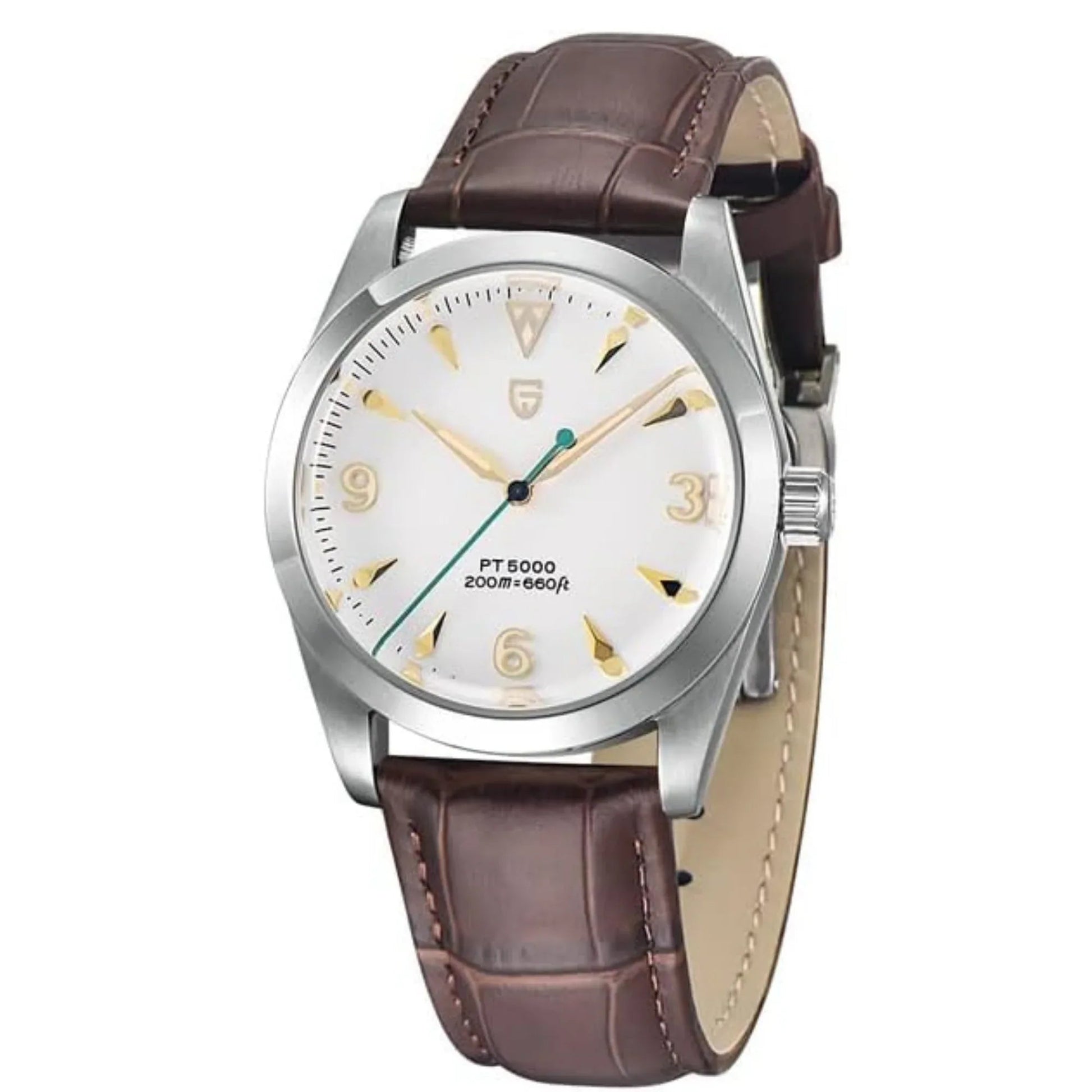 Pagani Design PD-1723 Air King 36 mm 200 m Waterproof PT5000 Automatic Mechanical Watch AR Sapphire crystal Luminous Stainless steel Business Watch - White Dial with Leather Strap - DREAM WATCHES