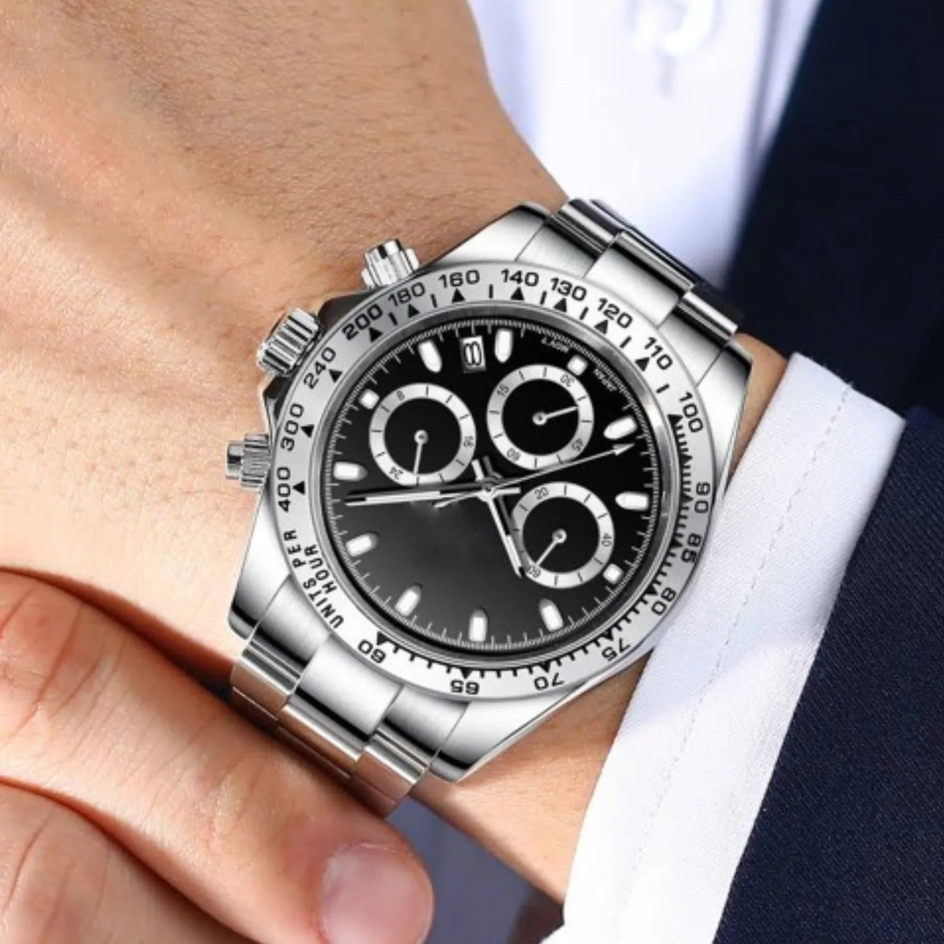 PAGANI DESIGN PD-1727 Men's Waterproof Chronograph Diver with sapphire crystal and Date functionality - Black Dial - DREAM WATCHES