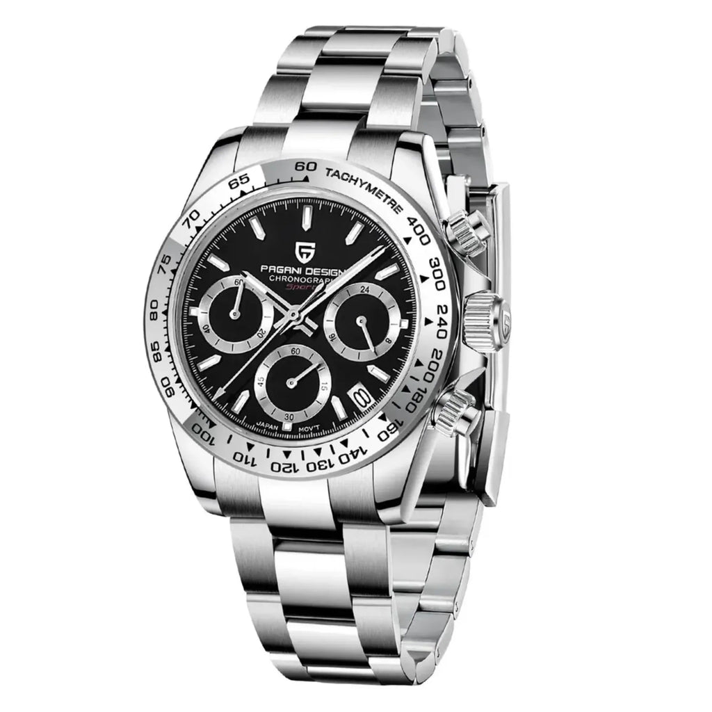 PAGANI DESIGN PD-1727 Men's Waterproof Chronograph Diver with sapphire crystal and Date functionality - Black Dial - DREAM WATCHES