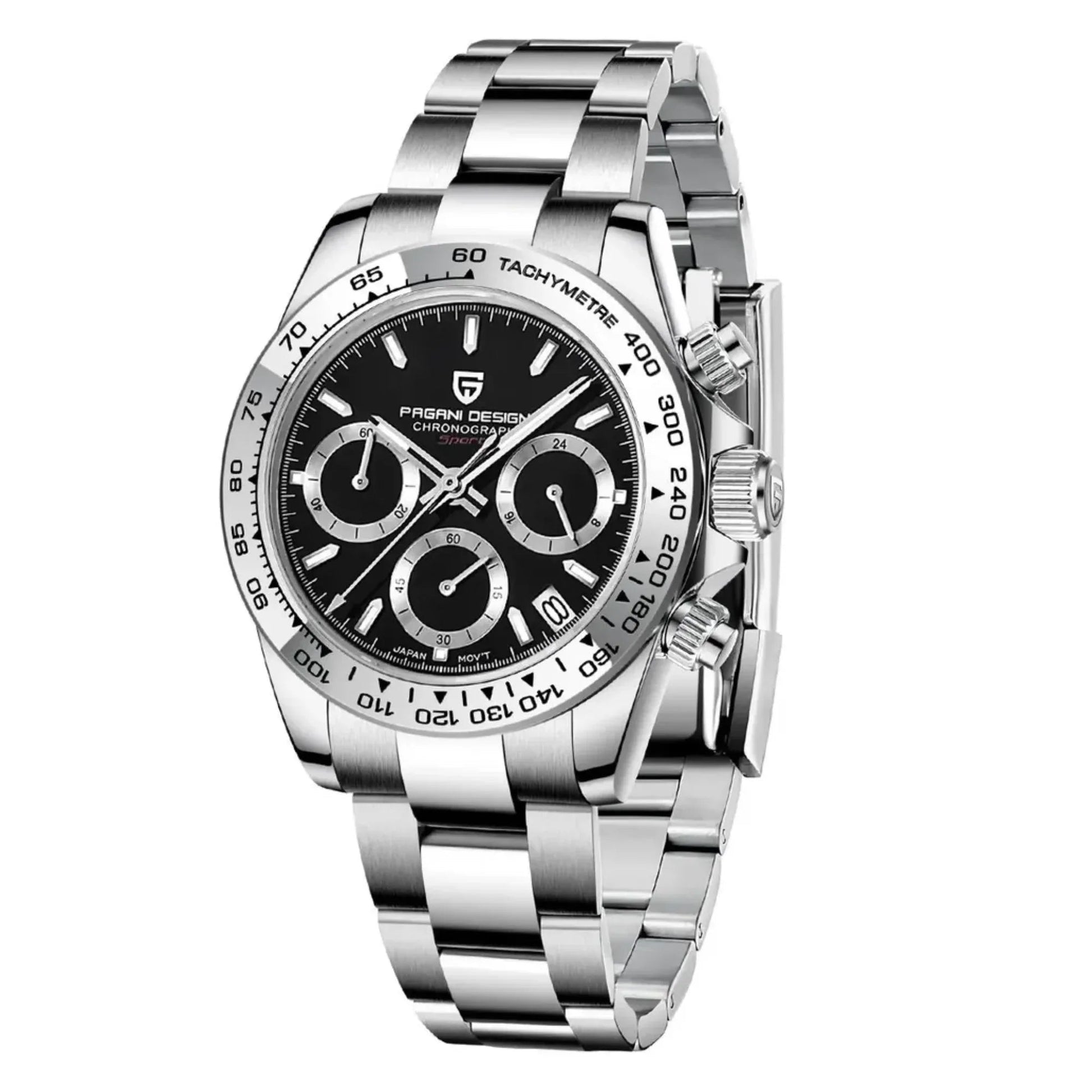 PAGANI DESIGN PD-1727 Men's Waterproof Chronograph Diver with sapphire crystal and Date functionality - Black Dial - DREAM WATCHES
