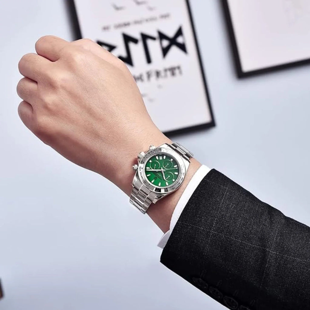 PAGANI DESIGN PD-1727 Men's Waterproof Chronograph Diver with sapphire crystal and Date functionality - Green Dial - DREAM WATCHES