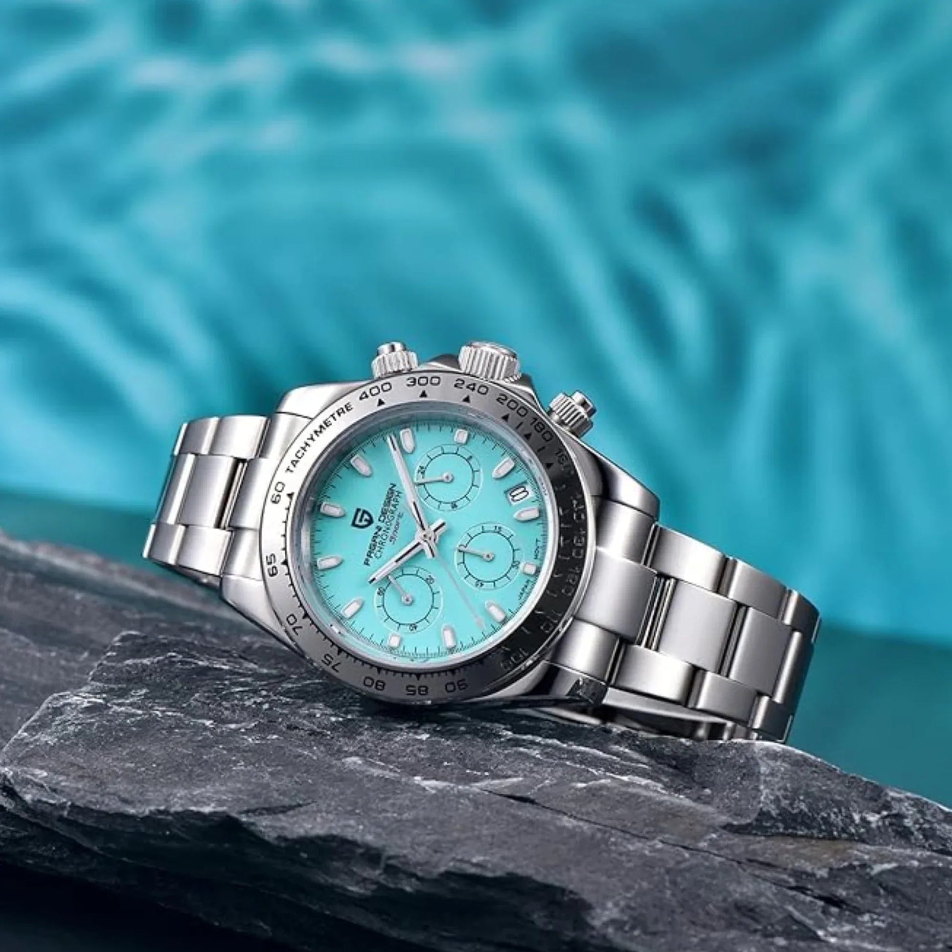 PAGANI DESIGN PD-1727 Men's Waterproof Chronograph Diver with sapphire crystal and Date functionality - Ice Blue Dial - DREAM WATCHES