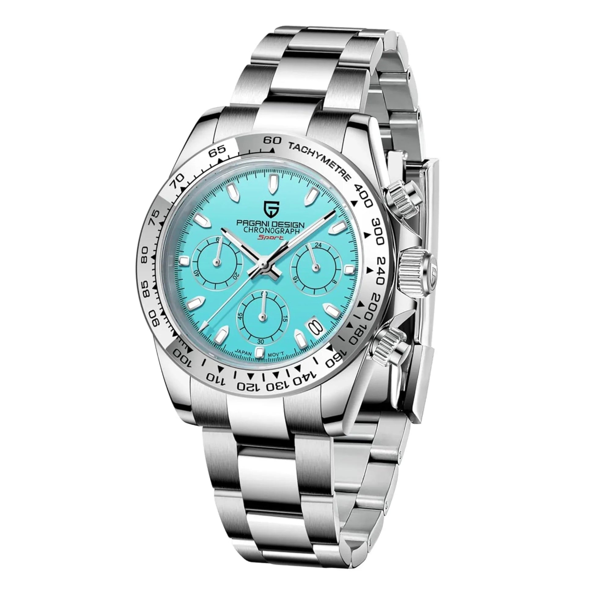 PAGANI DESIGN PD-1727 Men's Waterproof Chronograph Diver with sapphire crystal and Date functionality - Ice Blue Dial - DREAM WATCHES