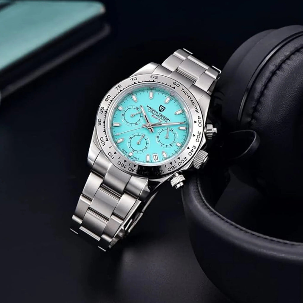 PAGANI DESIGN PD-1727 Men's Waterproof Chronograph Diver with sapphire crystal and Date functionality - Ice Blue Dial - DREAM WATCHES