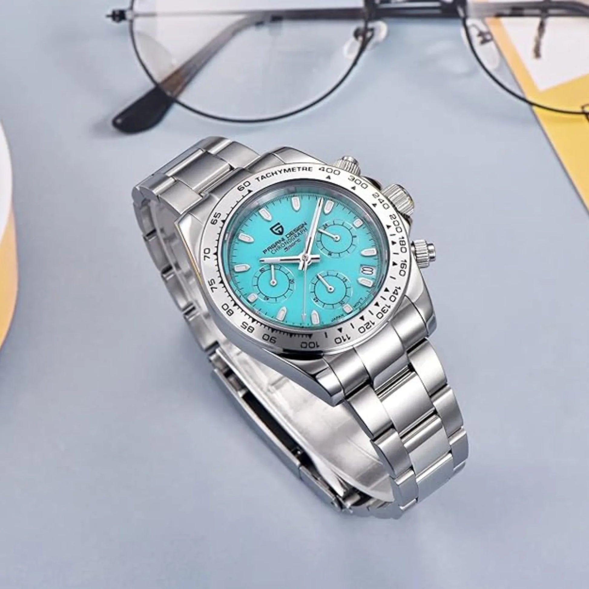 PAGANI DESIGN PD-1727 Men's Waterproof Chronograph Diver with sapphire crystal and Date functionality - Ice Blue Dial - DREAM WATCHES