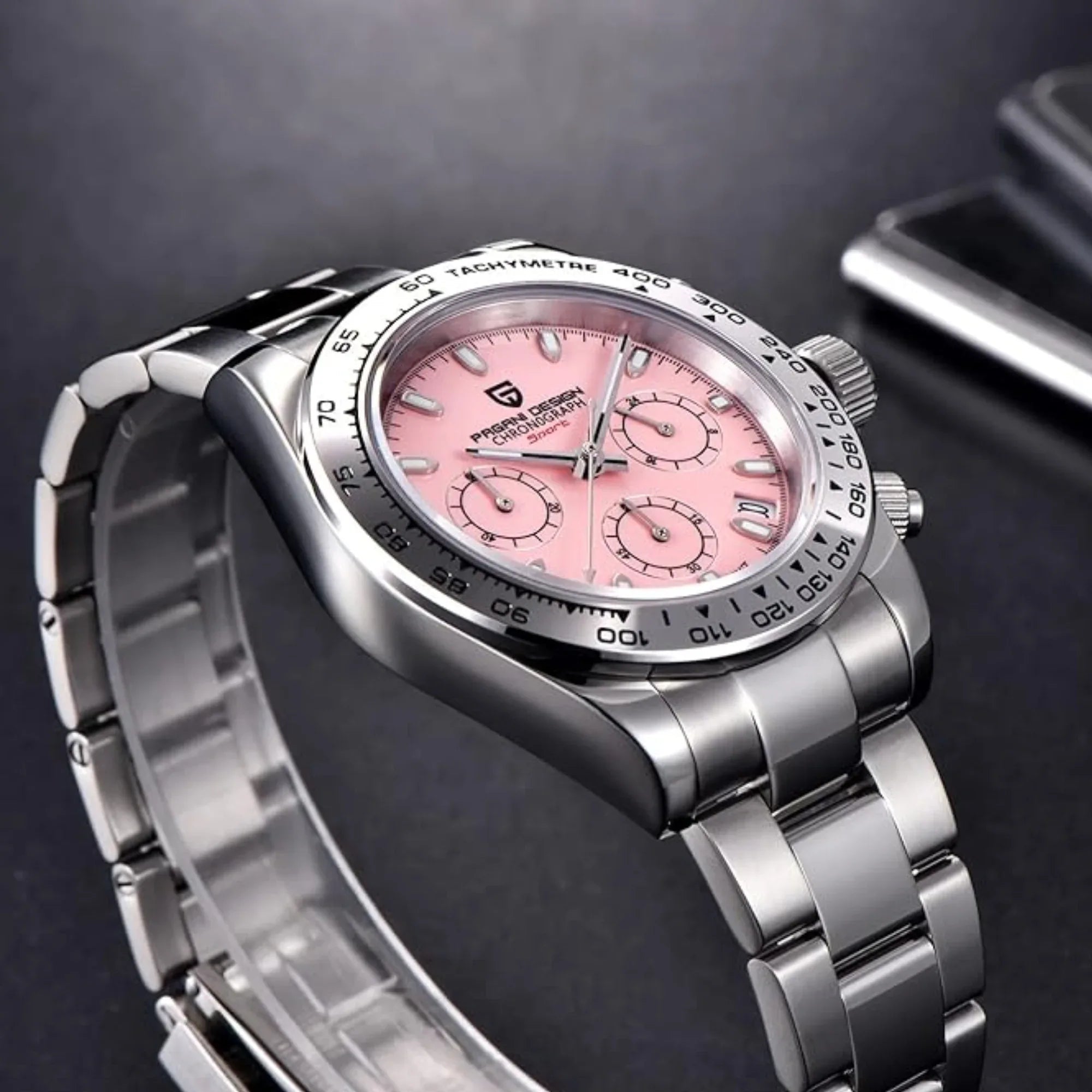 PAGANI DESIGN PD-1727 Men's Waterproof Chronograph Diver with sapphire crystal and Date functionality - Peach Dial - DREAM WATCHES