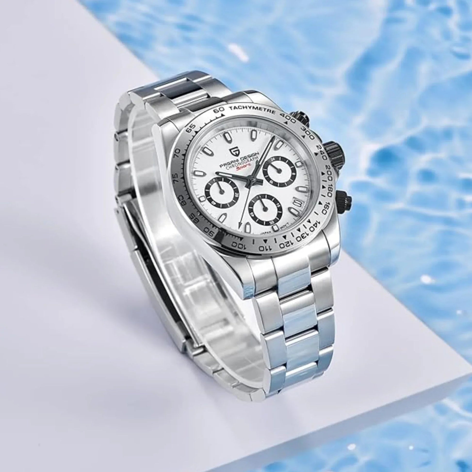 PAGANI DESIGN PD-1727 Men's Waterproof Chronograph Diver with sapphire crystal and Date functionality - WhiteDial - DREAM WATCHES