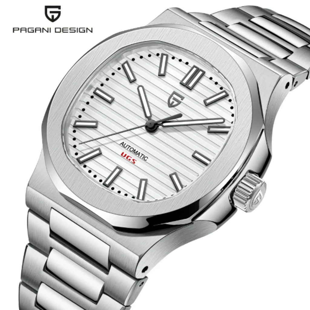 Pagani Design PD-1728 Nautilus Homage Automatic Movement (ST6) | Stainless Steel Dial Men's 40MM Watch | White Dial - DREAM WATCHES