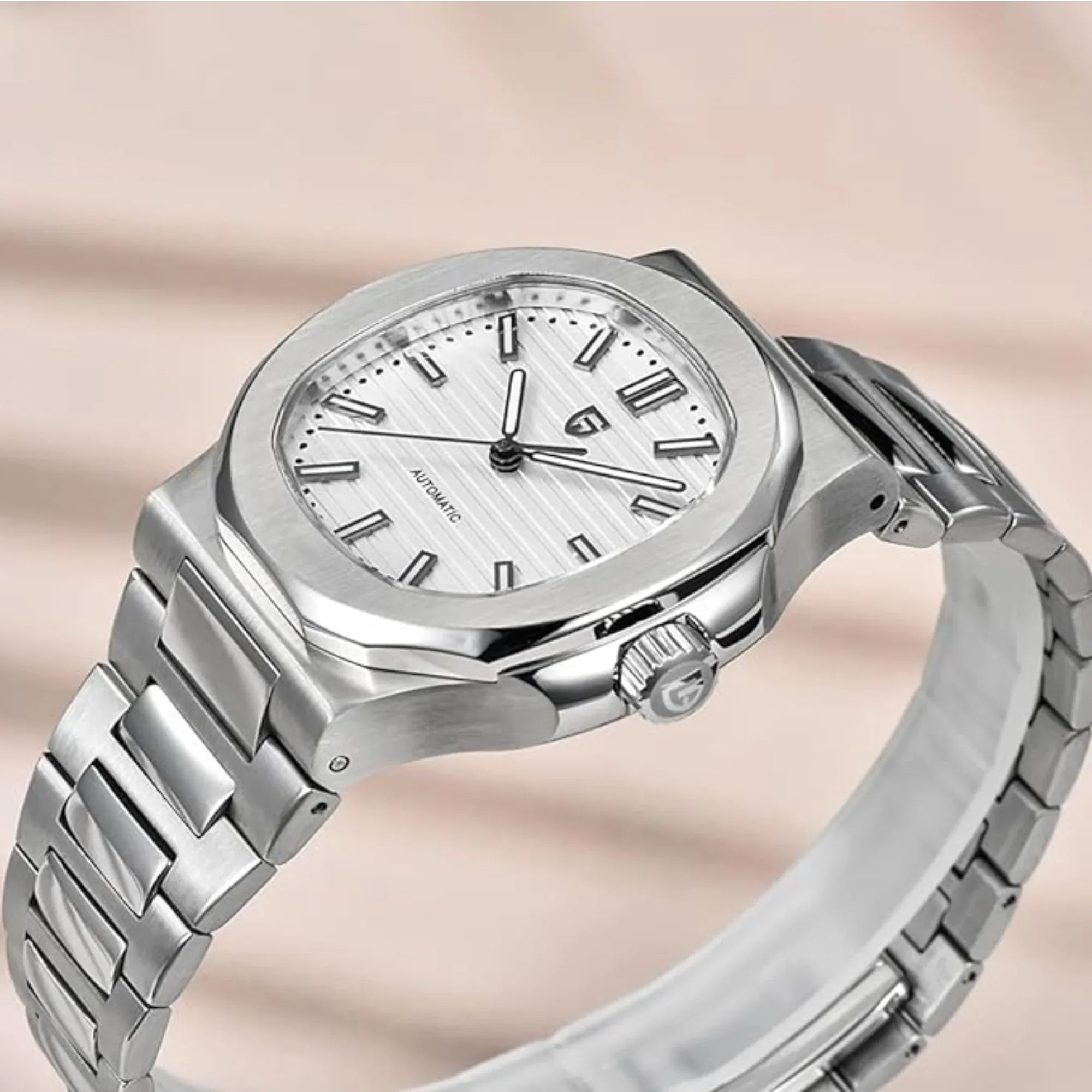 Pagani Design PD-1728 Nautilus Homage Automatic Movement (ST6) | Stainless Steel Dial Men's 40MM Watch | White Dial - DREAM WATCHES