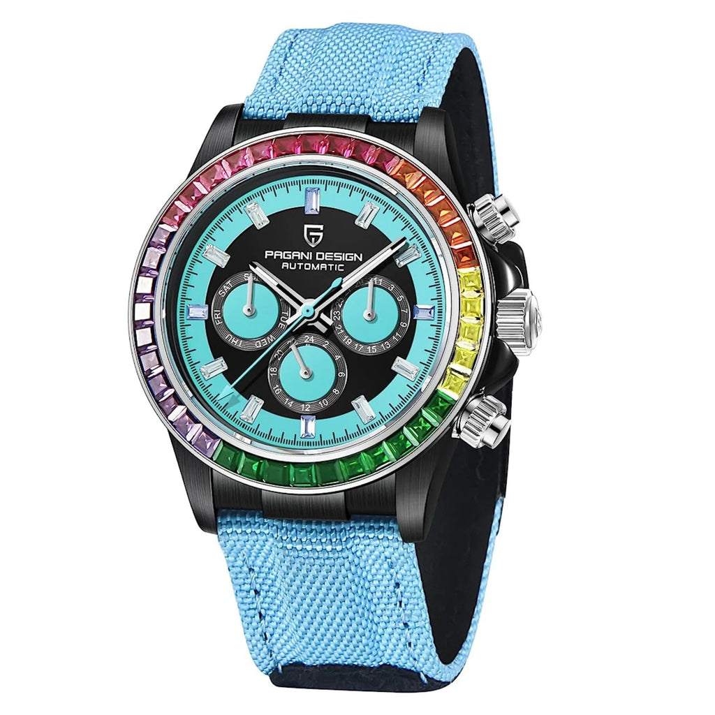 Pagani Design PD-1732 Watches for Men Luxury Automatic Mechanical Watch 40mm Rainbow Bezel Casual Fashion Sport Chronograph Wristwatches Waterproof 200M - Blue - DREAM WATCHES