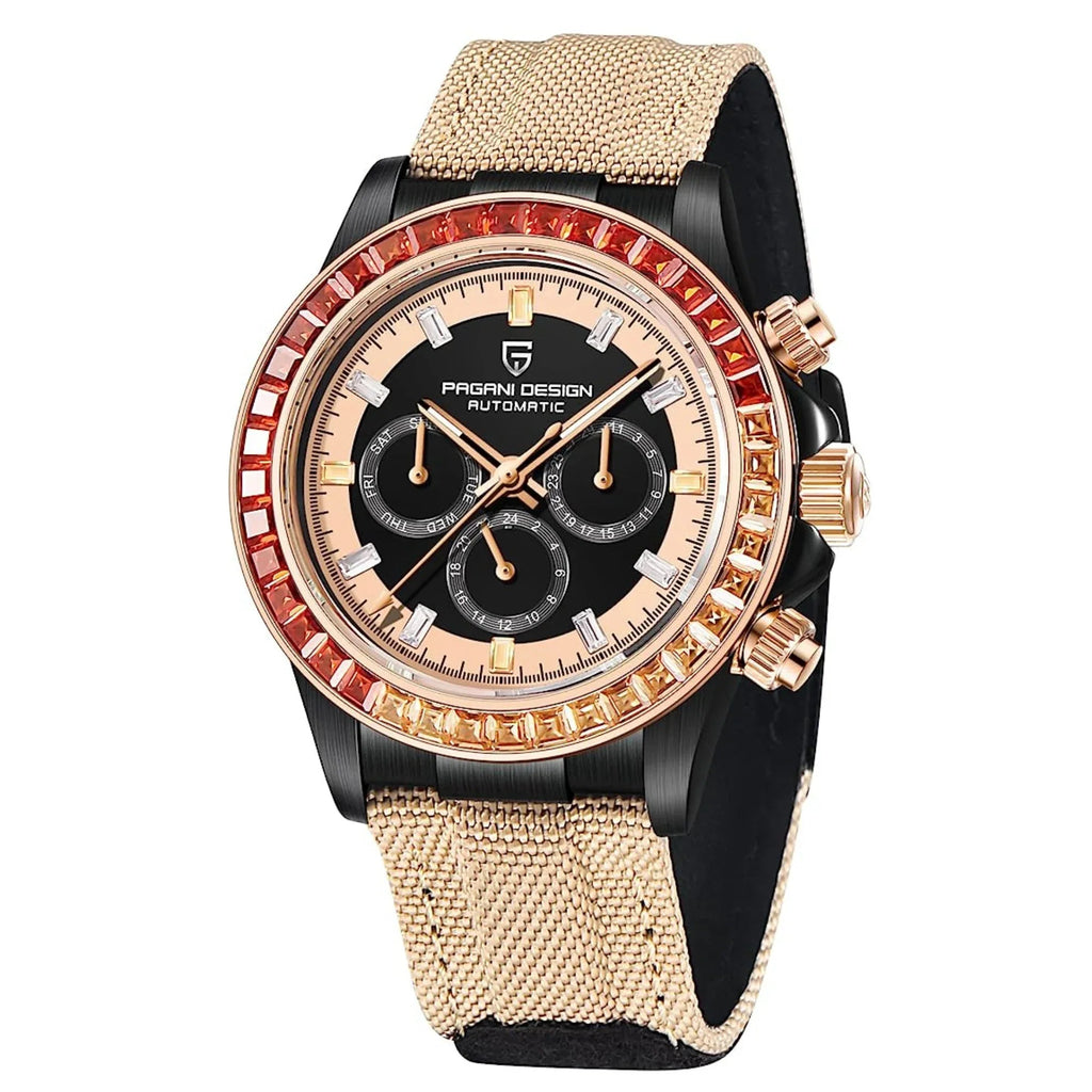 Pagani Design PD-1732 Watches for Men Luxury Automatic Mechanical Watch 40mm Rainbow Bezel Casual Fashion Sport Chronograph Wristwatches Waterproof 200M - Brown - DREAM WATCHES