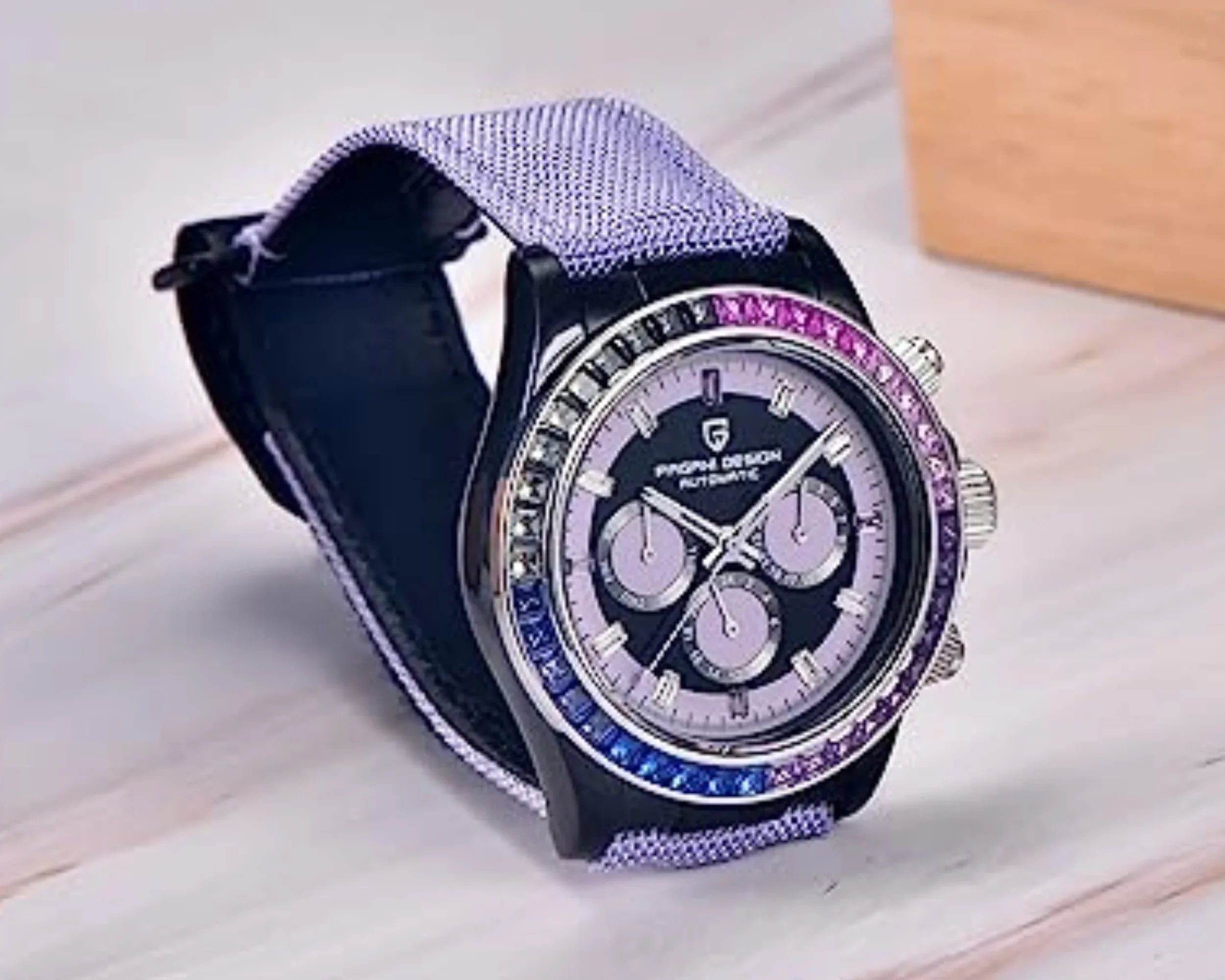 Pagani Design PD-1732 Watches for Men Luxury Automatic Mechanical Watch 40mm Rainbow Bezel Casual Fashion Sport Chronograph Wristwatches Waterproof 200M - Purple - DREAM WATCHES
