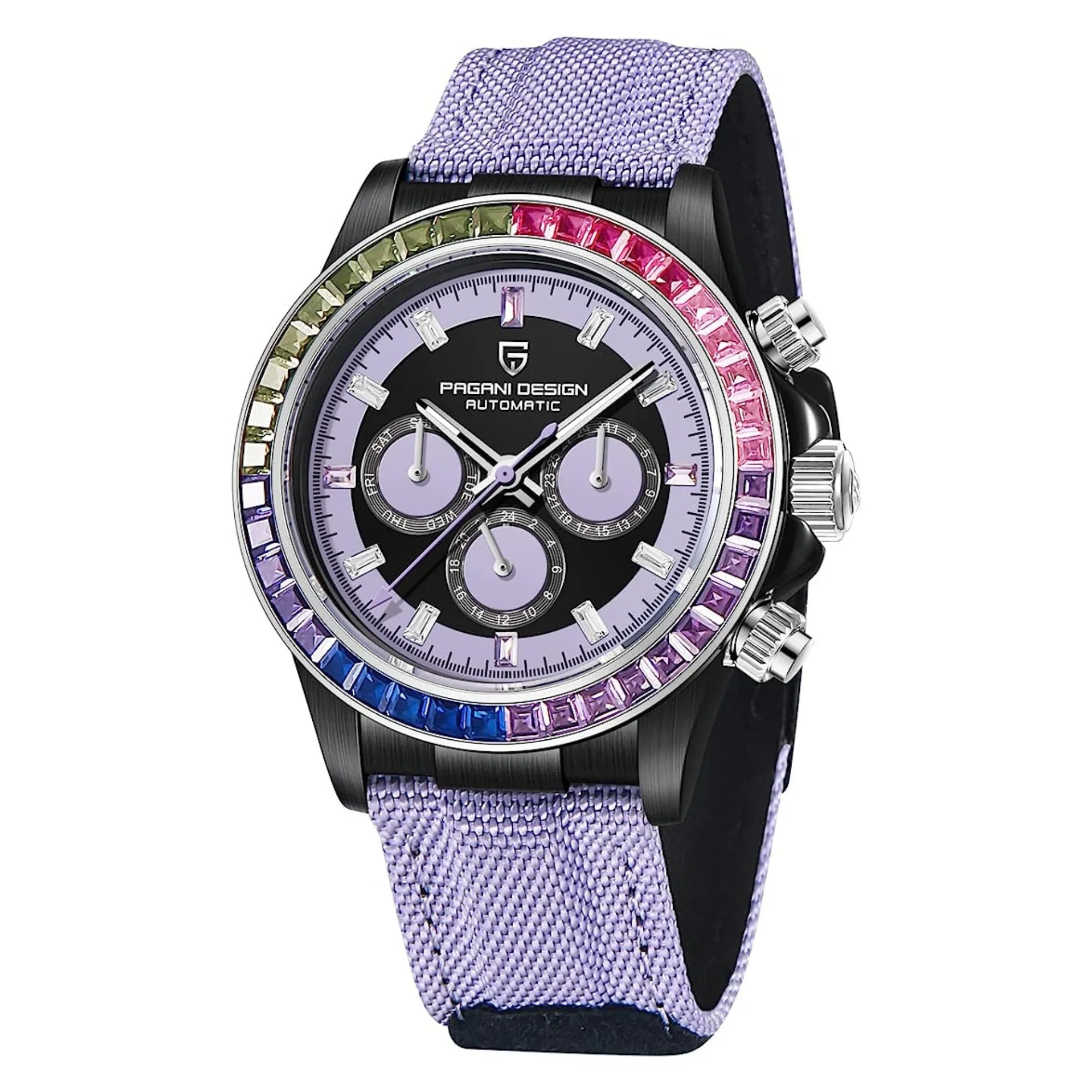 Pagani Design PD-1732 Watches for Men Luxury Automatic Mechanical Watch 40mm Rainbow Bezel Casual Fashion Sport Chronograph Wristwatches Waterproof 200M - Purple - DREAM WATCHES