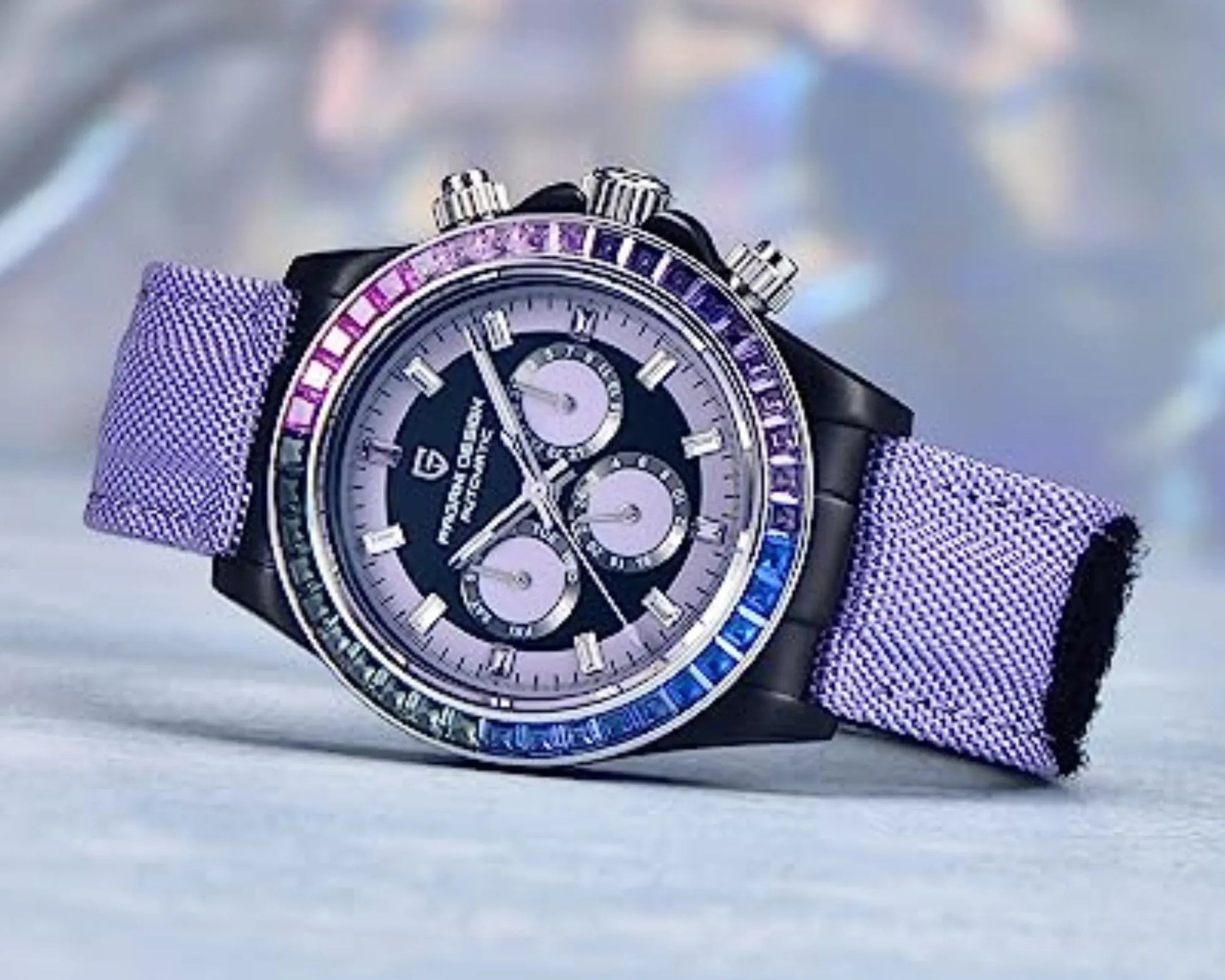Pagani Design PD-1732 Watches for Men Luxury Automatic Mechanical Watch 40mm Rainbow Bezel Casual Fashion Sport Chronograph Wristwatches Waterproof 200M - Purple - DREAM WATCHES