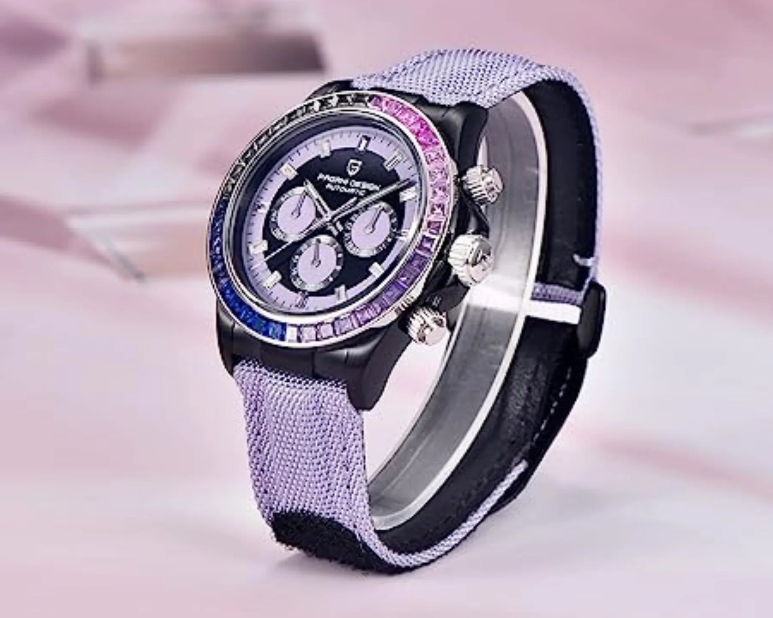 Pagani Design PD-1732 Watches for Men Luxury Automatic Mechanical Watch 40mm Rainbow Bezel Casual Fashion Sport Chronograph Wristwatches Waterproof 200M - Purple - DREAM WATCHES