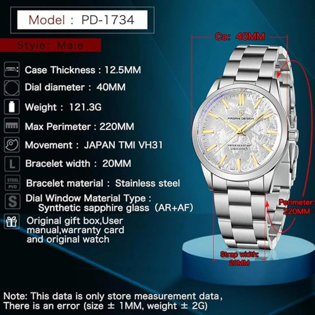 Pagani Design PD-1734 Waterproof Qaurtz watch with Seiko VH31 Movement - DREAM WATCHES