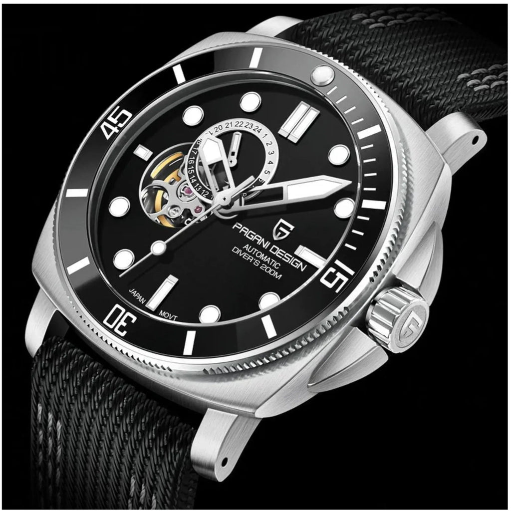 Pagani Design PD-1736 Mechanical Automatic Stainless Steel Men's 43MM Watch (Black Dial) - DREAM WATCHES