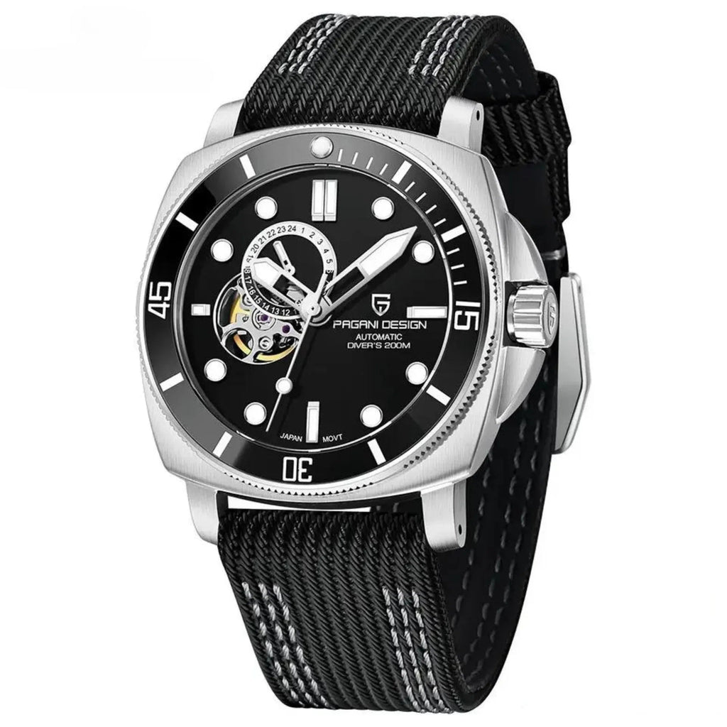 Pagani Design PD-1736 Mechanical Automatic Stainless Steel Men's 43MM Watch (Black Dial) - DREAM WATCHES