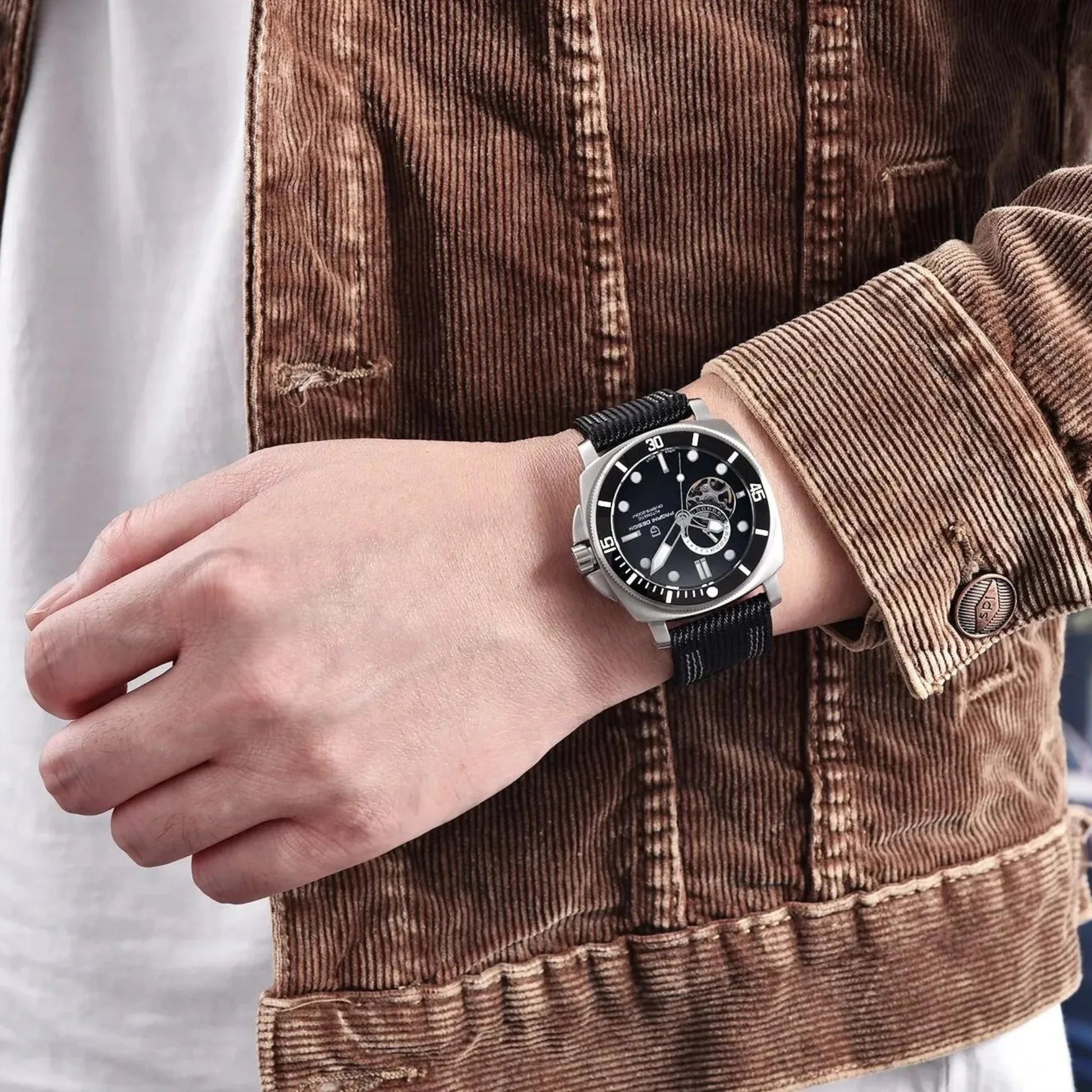 Pagani Design PD-1736 Mechanical Automatic Stainless Steel Men's 43MM Watch (Black Dial) - DREAM WATCHES