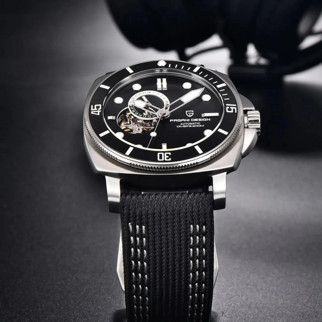 Pagani Design PD-1736 Mechanical Automatic Stainless Steel Men's 43MM Watch (Black Dial) - DREAM WATCHES