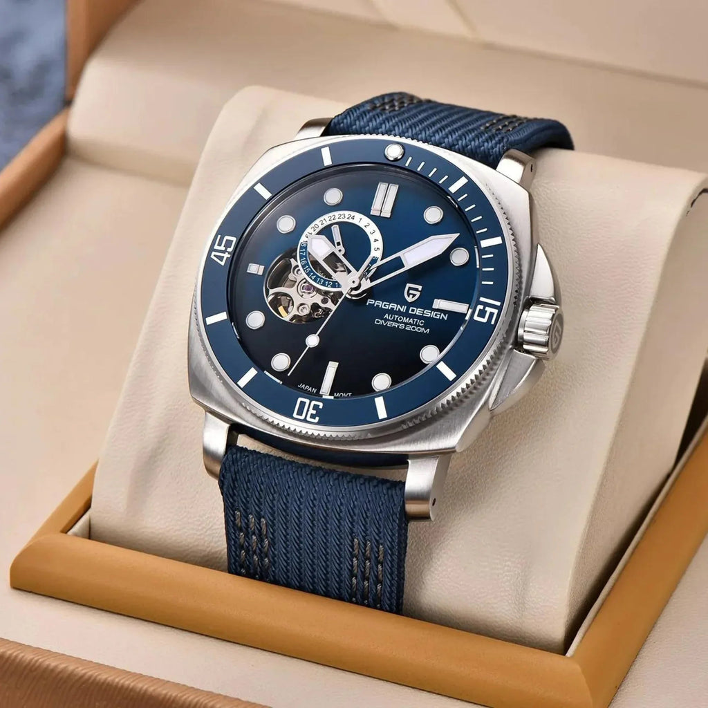 Pagani Design PD-1736 Mechanical Automatic Stainless Steel Men's 43MM Watch (Blue Dial) - DREAM WATCHES
