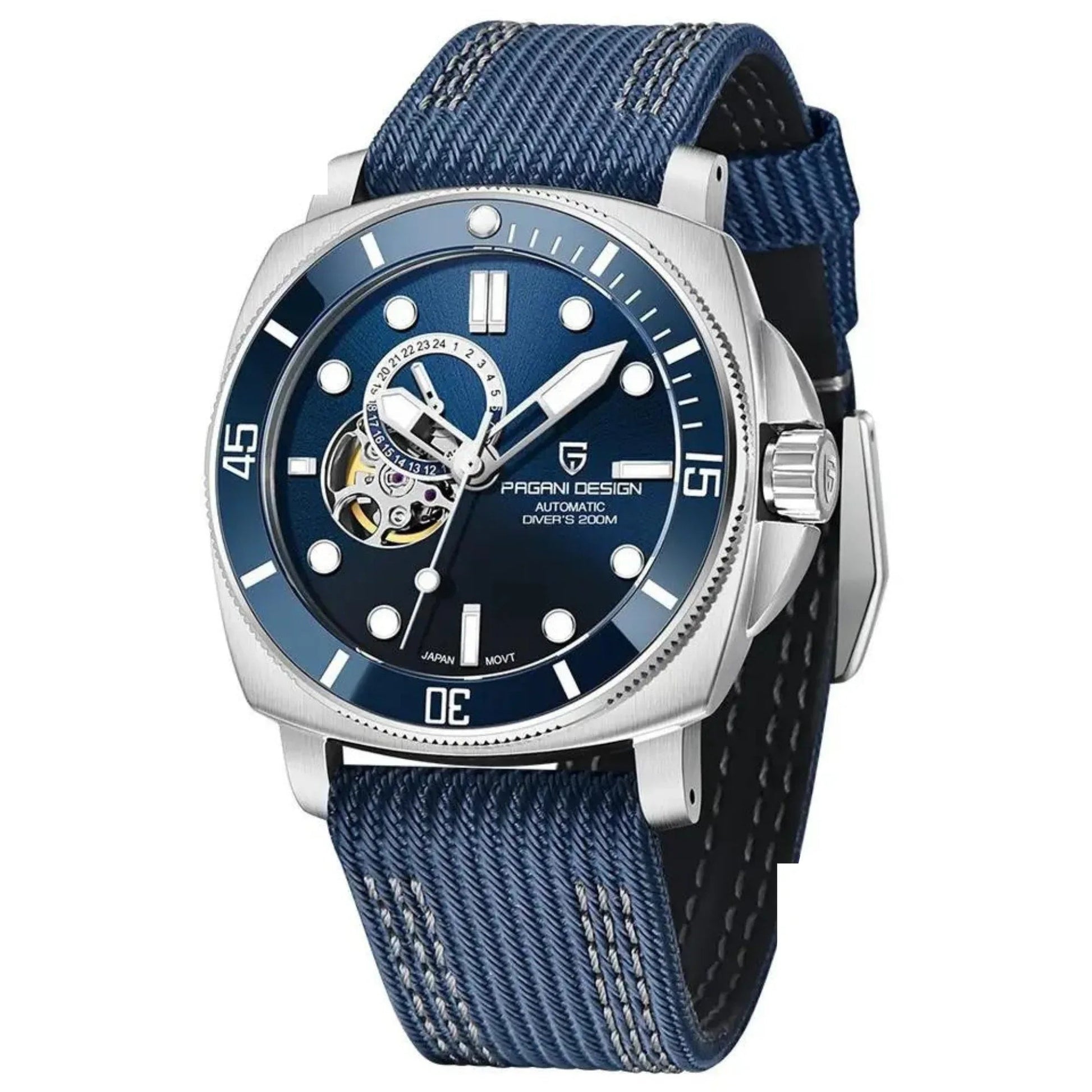 Pagani Design PD-1736 Mechanical Automatic Stainless Steel Men's 43MM Watch (Blue Dial) - DREAM WATCHES
