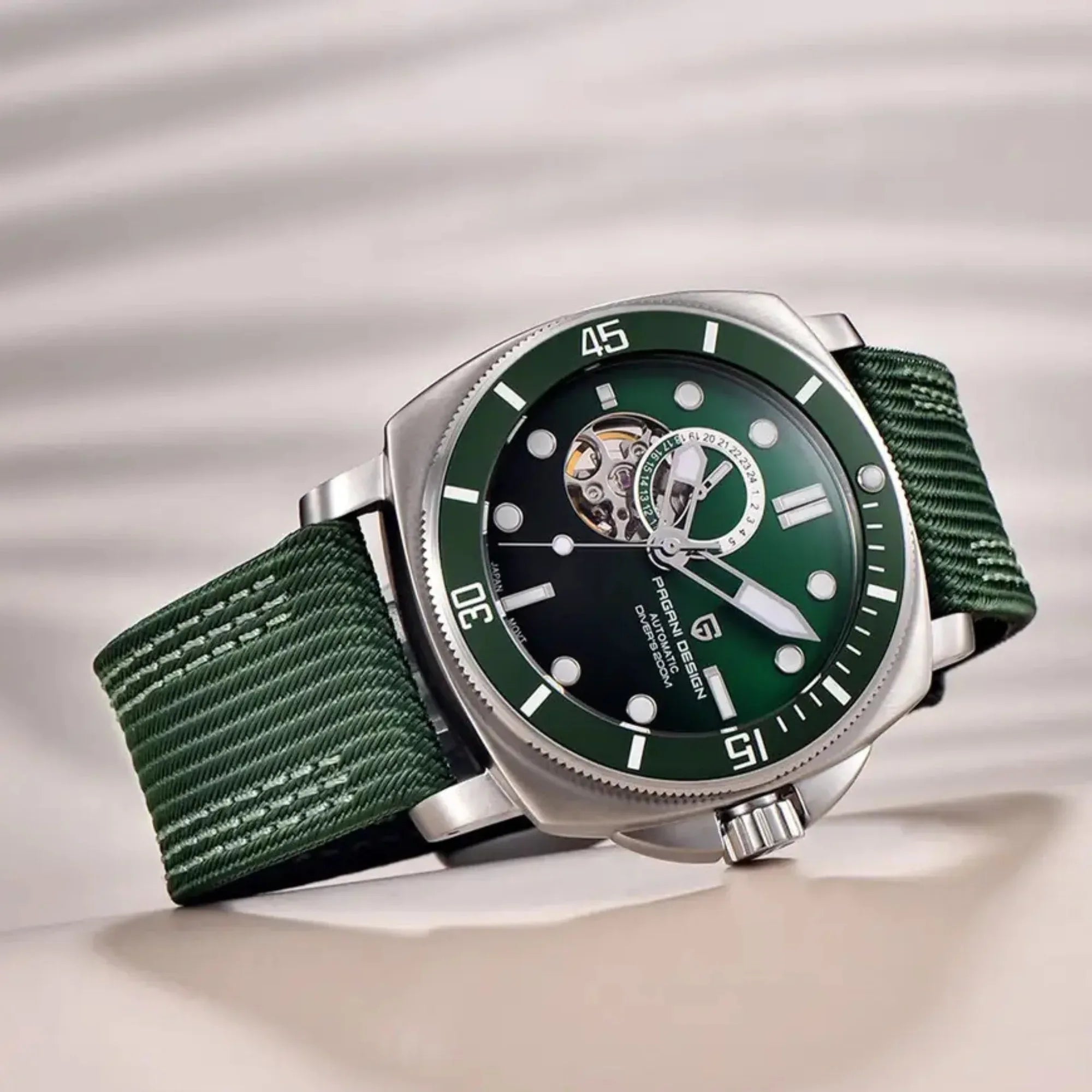 Pagani Design PD-1736 Mechanical Automatic Stainless Steel Men's 43MM Watch (Green Dial) - DREAM WATCHES