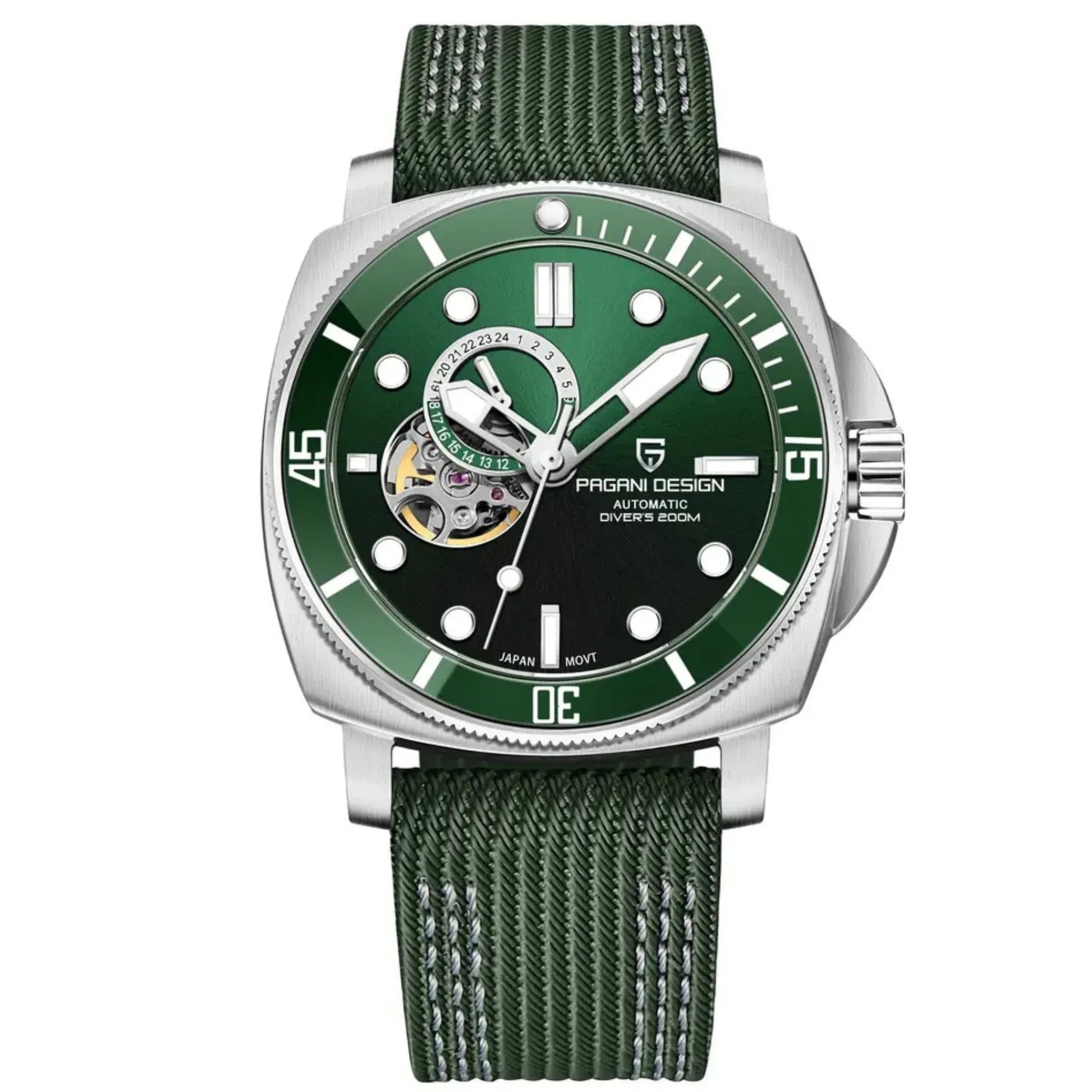 Pagani Design PD-1736 Mechanical Automatic Stainless Steel Men's 43MM Watch (Green Dial) - DREAM WATCHES