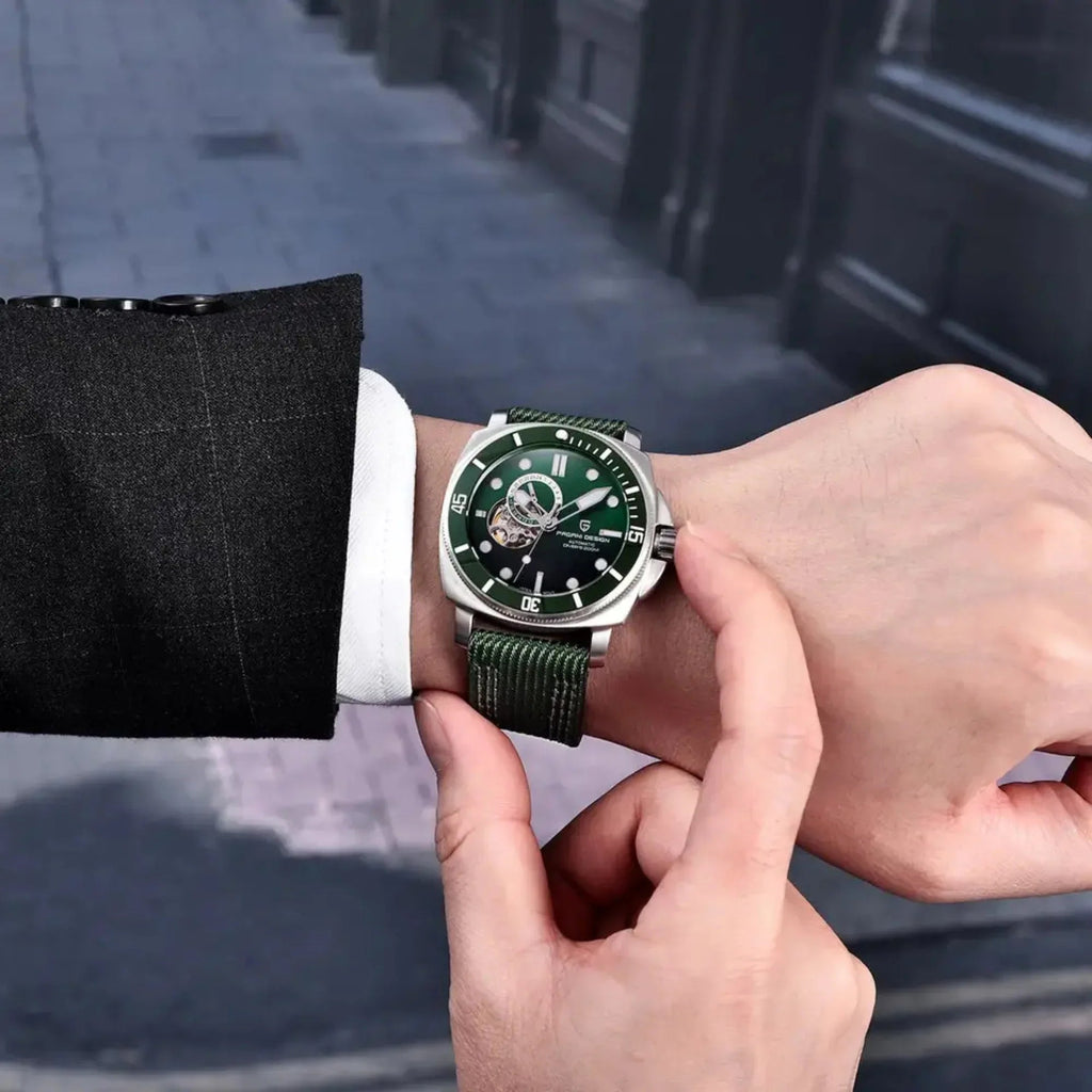 Pagani Design PD-1736 Mechanical Automatic Stainless Steel Men's 43MM Watch (Green Dial) - DREAM WATCHES