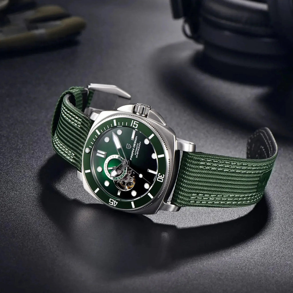 Pagani Design PD-1736 Mechanical Automatic Stainless Steel Men's 43MM Watch (Green Dial) - DREAM WATCHES