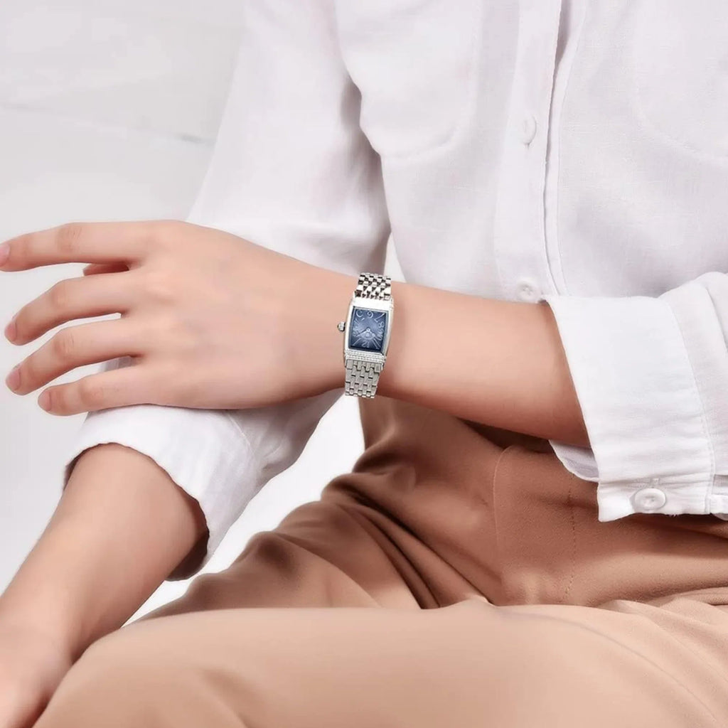 Pagani Design PD-1737 Women's Quartz Watches 22mm with Stone Set Rectangle Case, Analogue Display and Stainless Steel Ladies Watch - Silver - MOP Purple - DREAM WATCHES