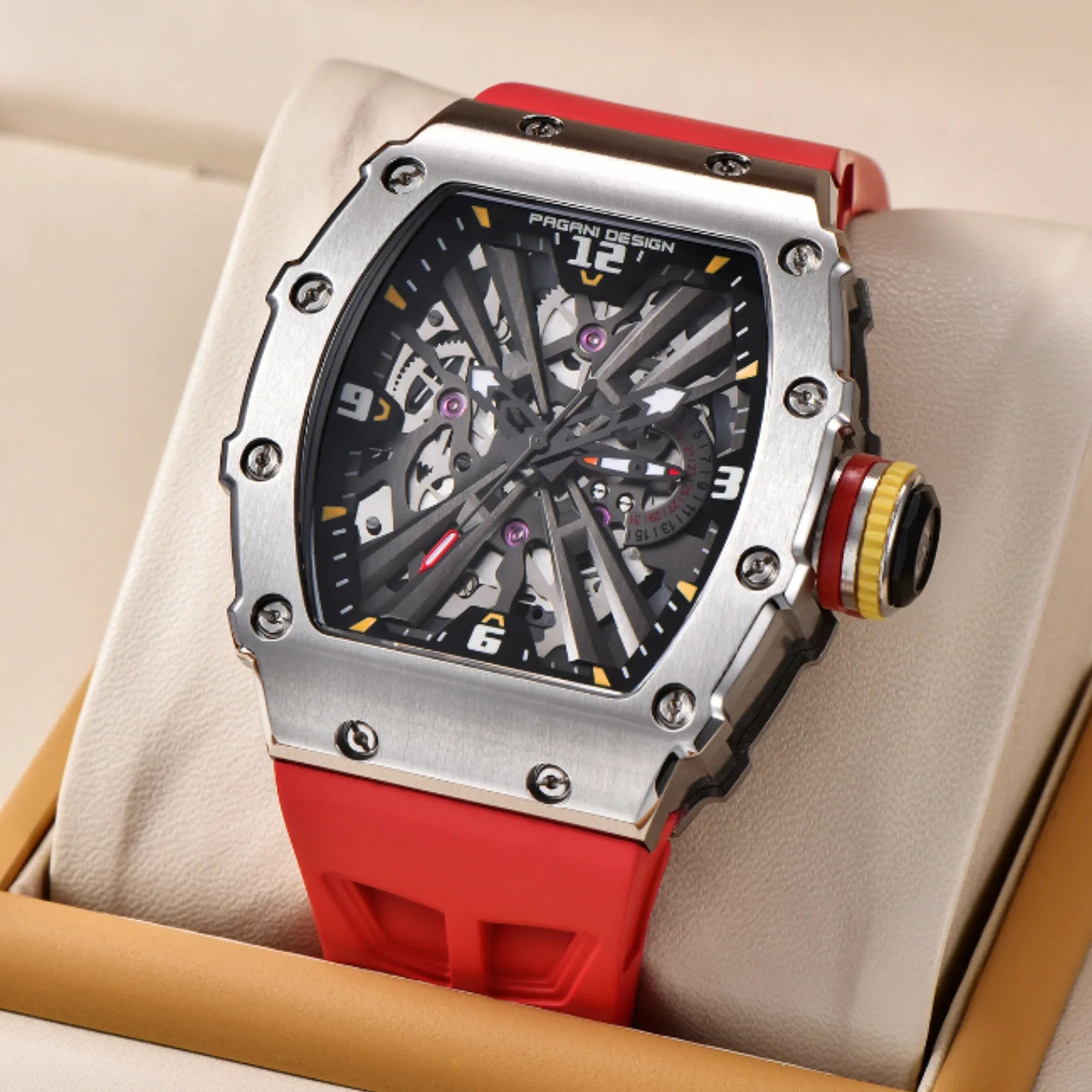 PAGANI DESIGN PD-1738 Waterproof Stainless Steel Skeleton Wristwatch Sport Chronograph Watch for Men - VH65 Movement - DREAM WATCHES