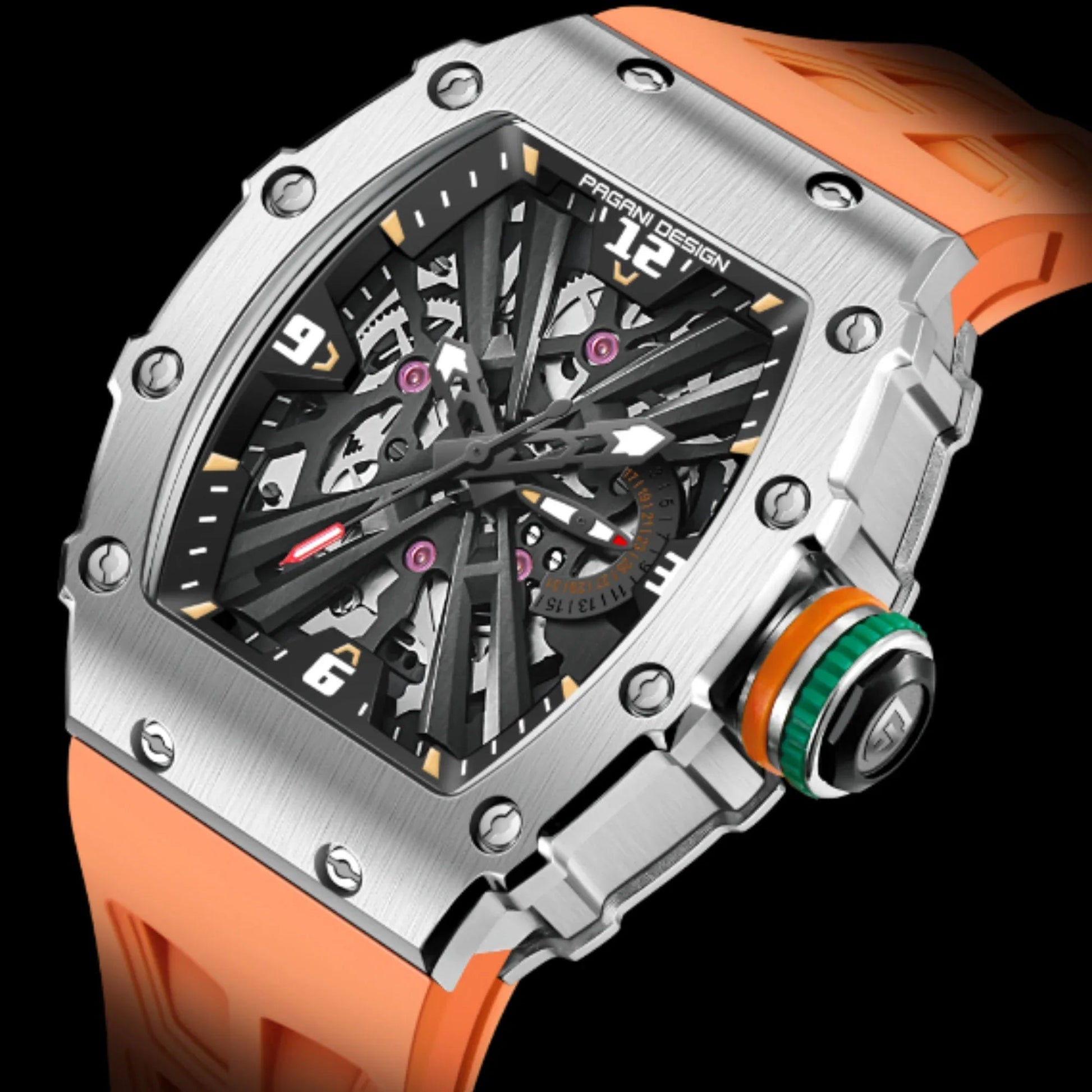 PAGANI DESIGN PD-1738 Waterproof Stainless Steel Skeleton Wristwatch Sport Chronograph Watch for Men - VH65 Movement - DREAM WATCHES