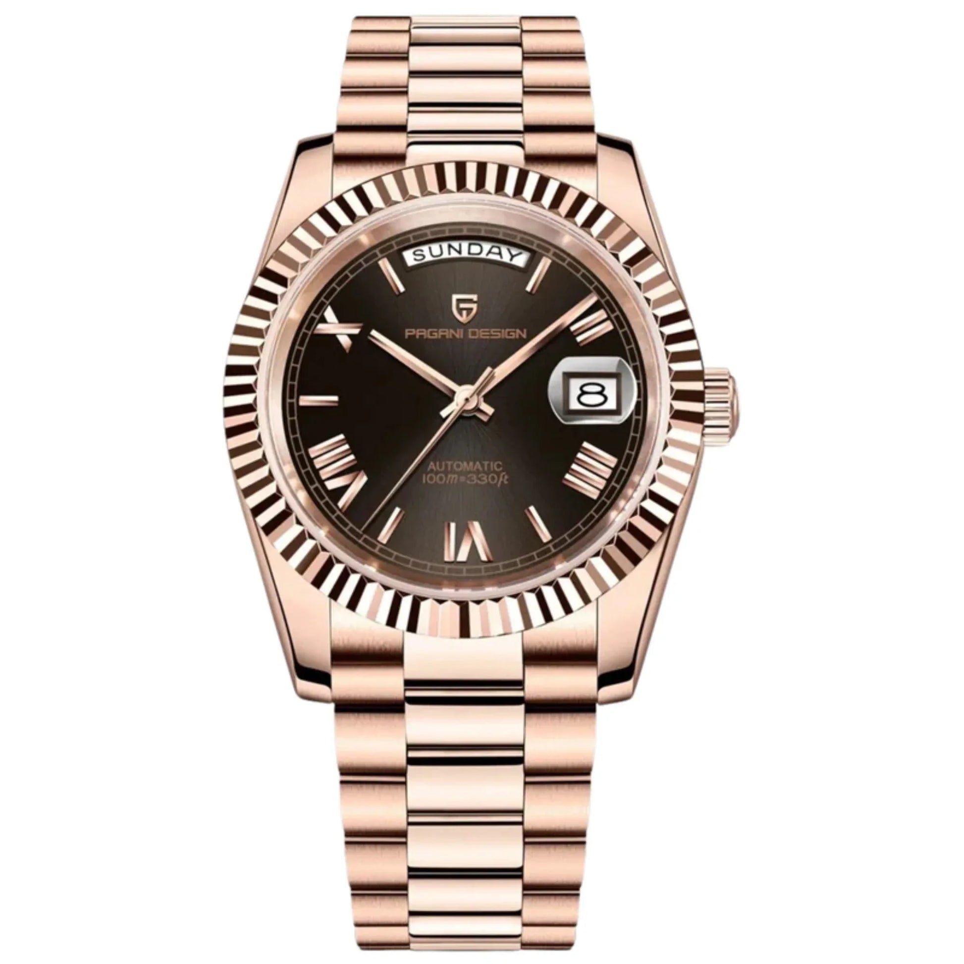 Pagani Design PD-1752 Presidential Day-Date Homage Automatic Movement (ST-16) | Stainless Steel Dial Men's 36 MM Watch | Brown DIAL - DREAM WATCHES