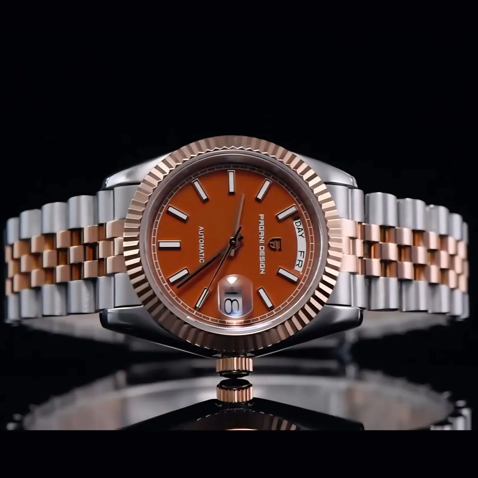 Pagani Design PD-1752 Presidential Day-Date Homage Automatic Movement (ST-16) | Stainless Steel Dial Men's 36 MM Watch | BROWN DIAL - DREAM WATCHES