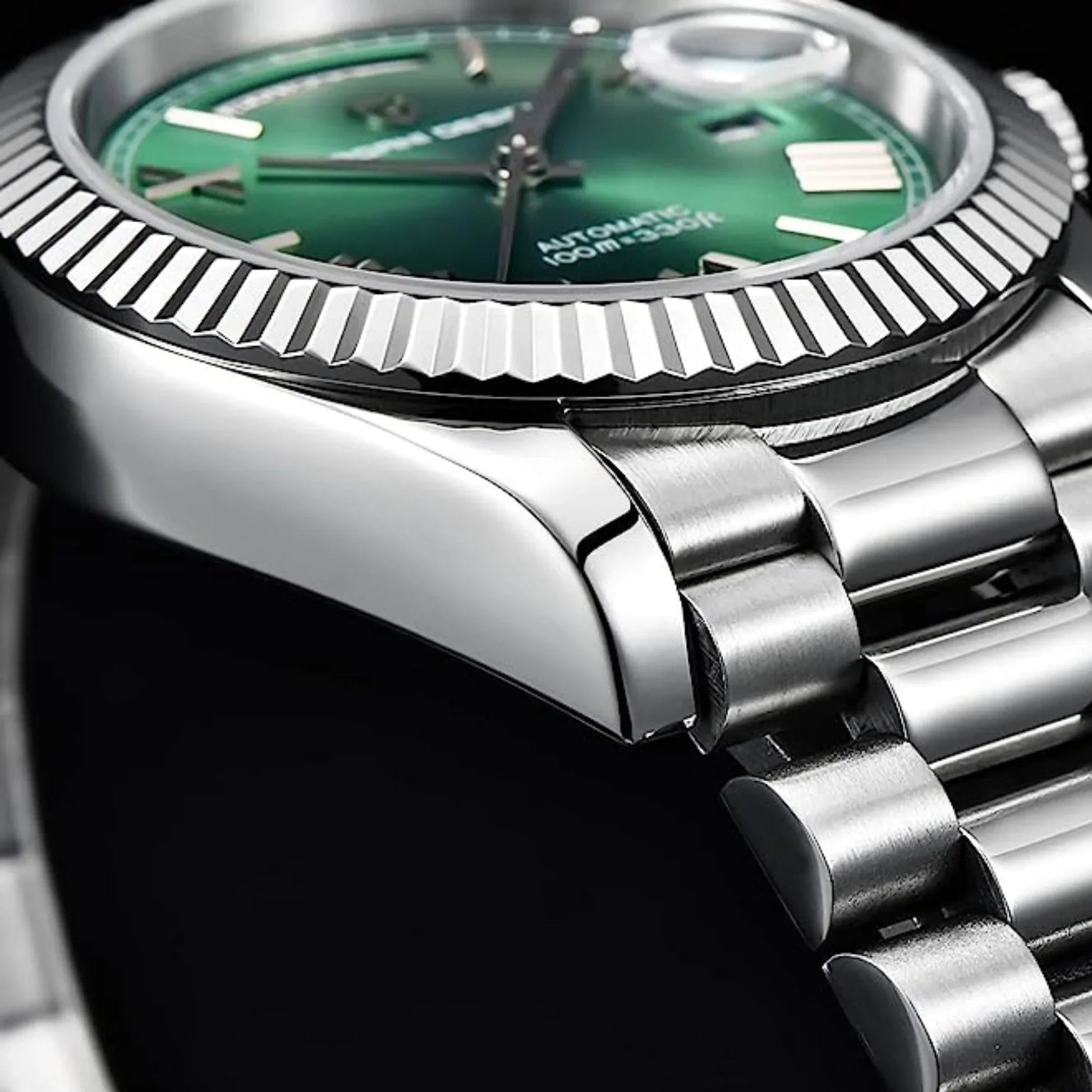 Pagani Design PD-1752 Presidential Day-Date Homage Automatic Movement (ST-16) | Stainless Steel Dial Men's 36 MM Watch | Green Dial - DREAM WATCHES