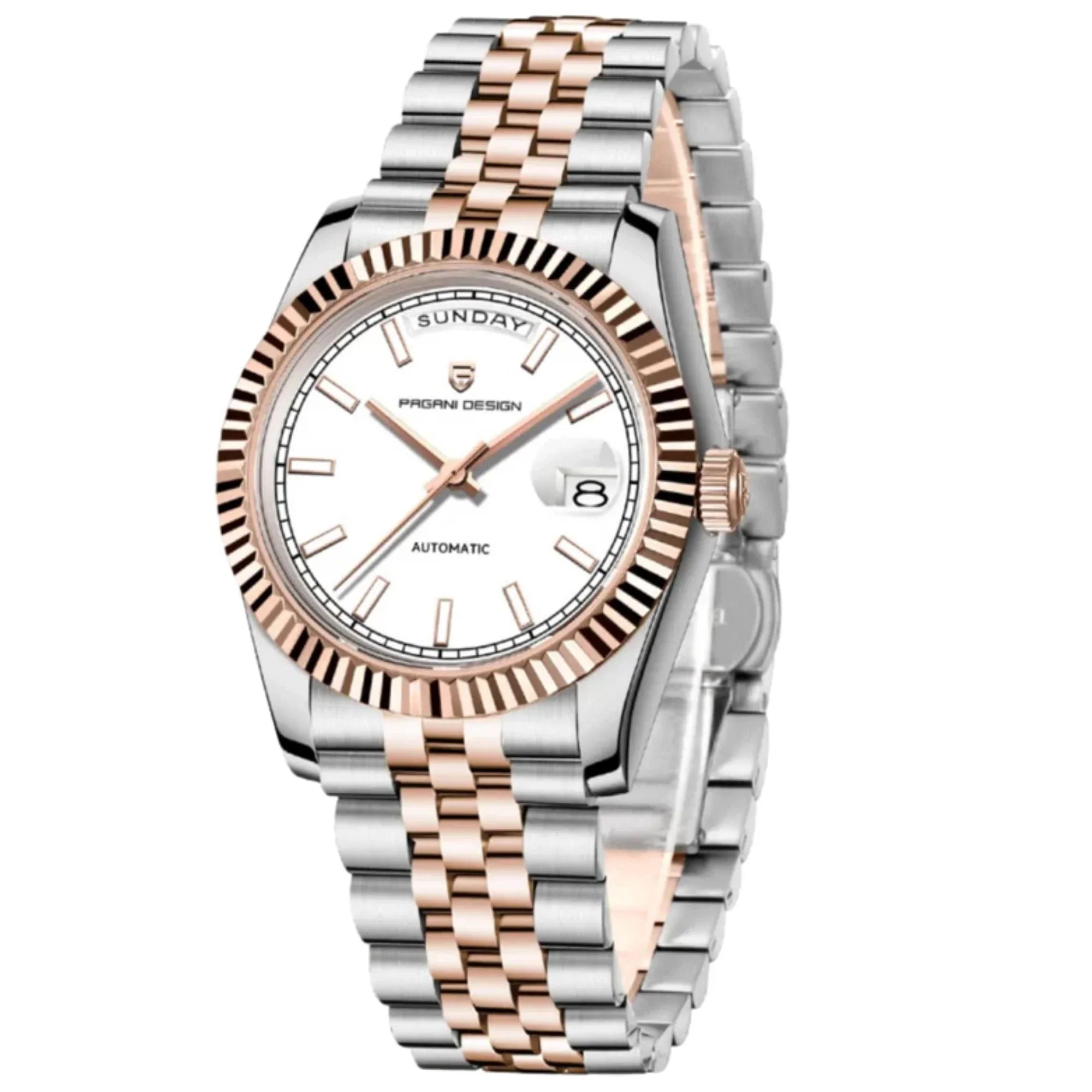 Pagani Design PD-1752 Presidential Day-Date Homage Automatic Movement (ST-16) | Stainless Steel Dial Men's 36 MM Watch | WHITE DIAL - DREAM WATCHES