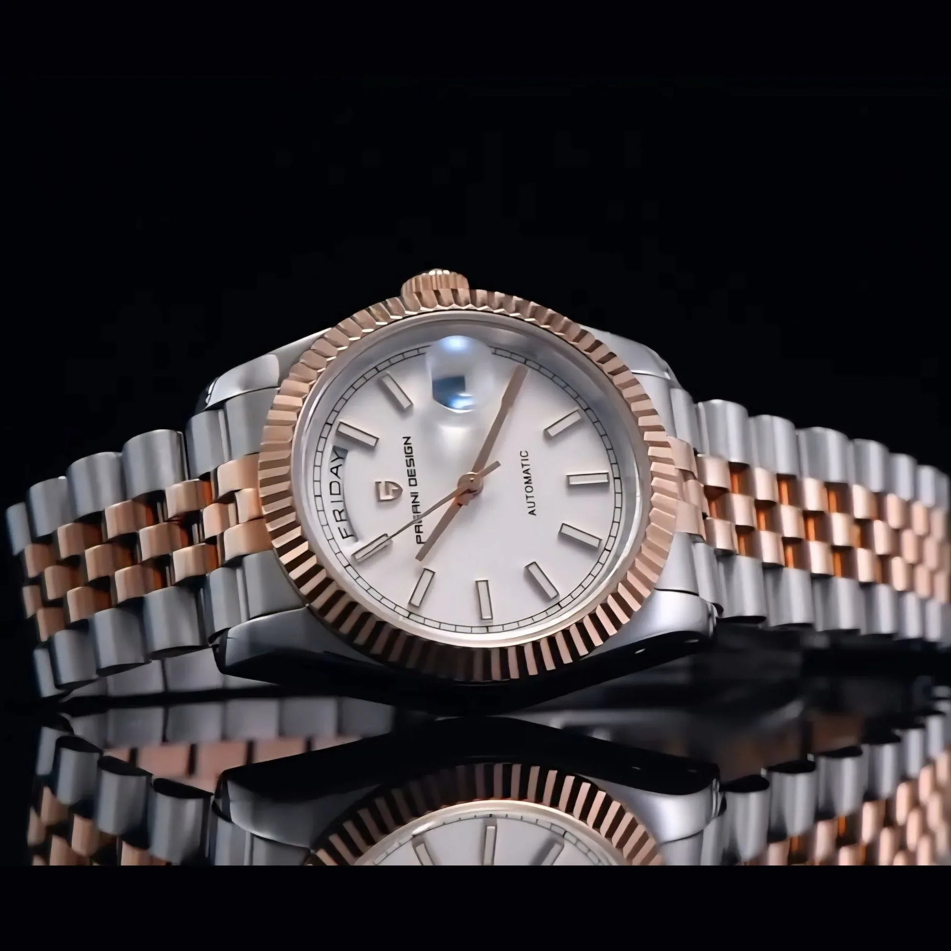 Pagani Design PD-1752 Presidential Day-Date Homage Automatic Movement (ST-16) | Stainless Steel Dial Men's 36 MM Watch | WHITE DIAL - DREAM WATCHES