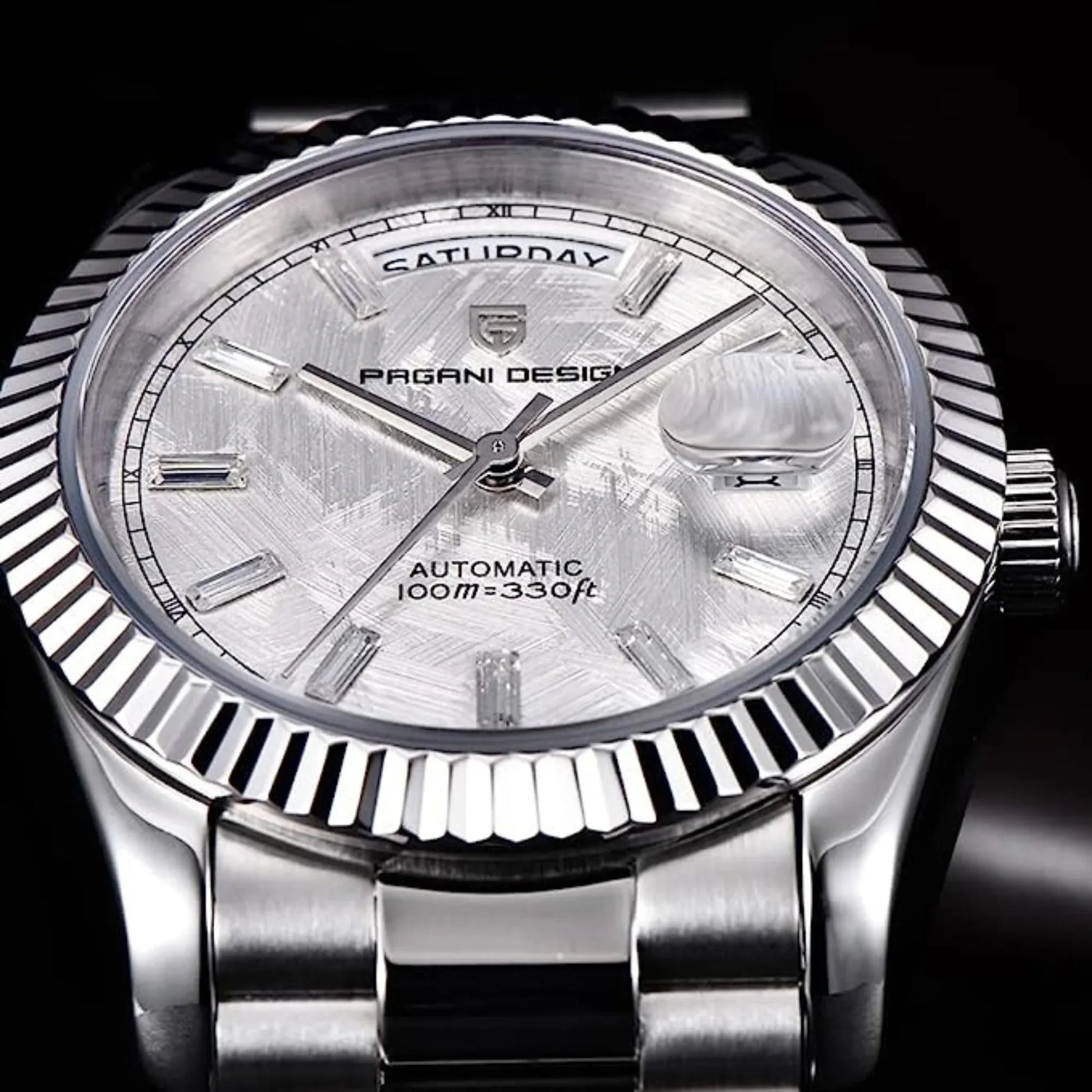 Pagani Design PD-1752 Presidential Day-Date Homage Automatic Movement (ST-16) | Stainless Steel Dial Men's 36 MM Watch | White Meteorite Dial - DREAM WATCHES