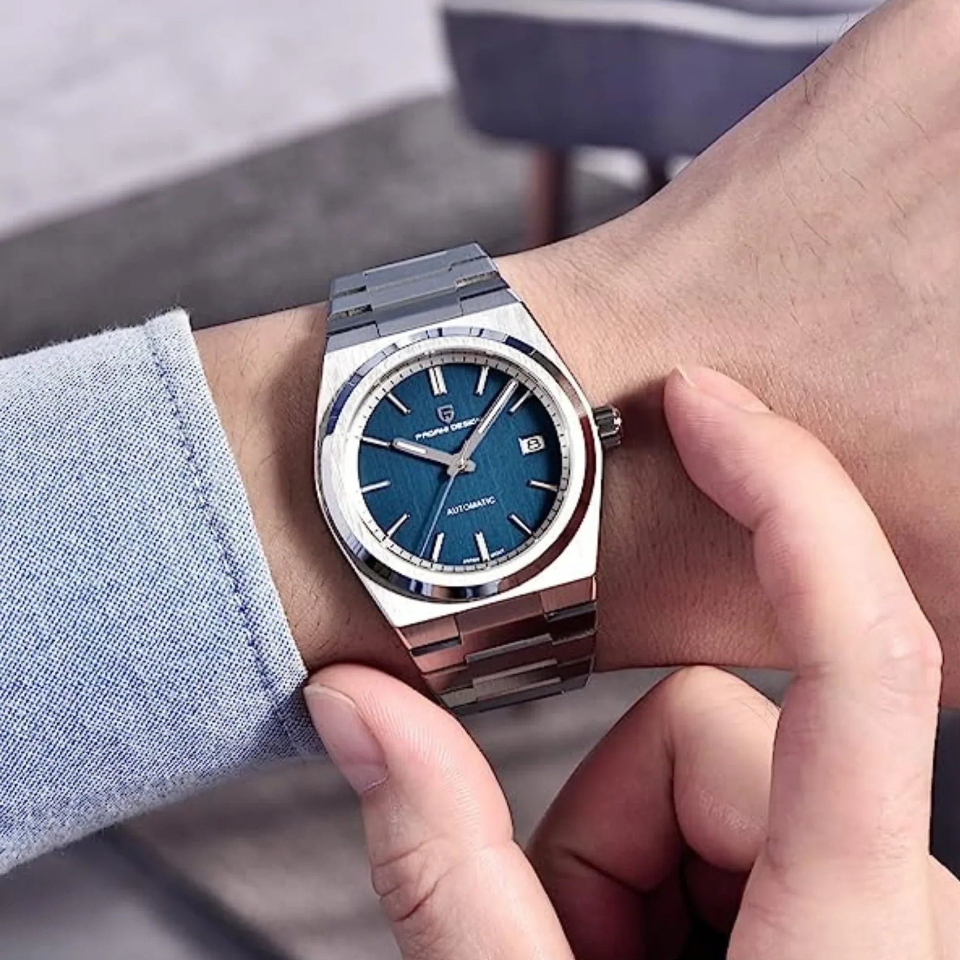 Pagani Design PD-1753 PRX Powermatic 38MM 100M Waterproof Japan NH35 Automatic Mechanical Watch Sapphire Crystal AR Coating Luminous Stainless Steel Business Watch - Blue - DREAM WATCHES