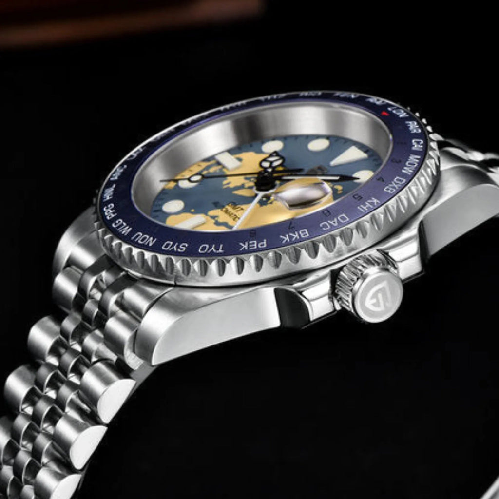 Pagani Design PD-1758 equipped with AR AF Anti-Radiation Coating Automatic Watch Stainless Steel Men's ( Blue Map - Jubilee Bracelet) - DREAM WATCHES