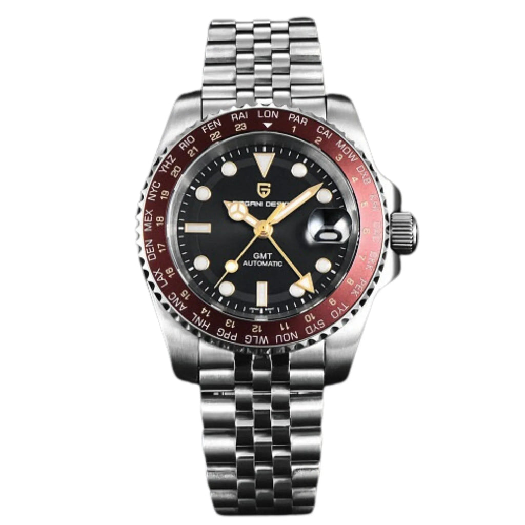 Pagani Design PD-1758 equipped with AR AF Anti-Radiation Coating Automatic Watch Stainless Steel Men's ( Maroon - Jubilee Bracelet) - DREAM WATCHES