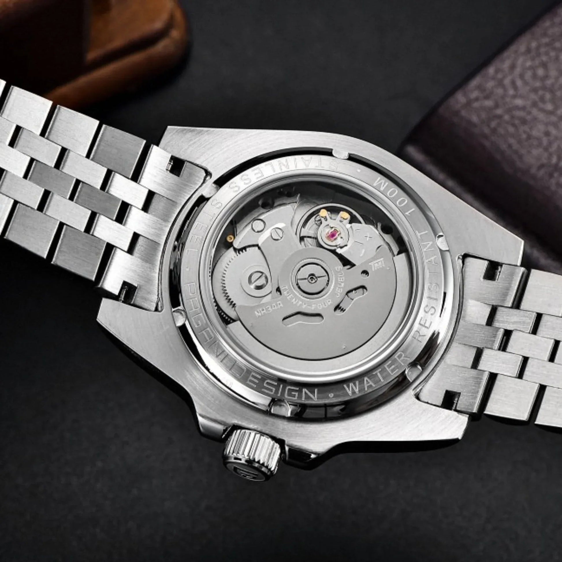 Pagani Design PD-1758 equipped with AR AF Anti-Radiation Coating Automatic Watch Stainless Steel Men's ( Maroon - Jubilee Bracelet) - DREAM WATCHES