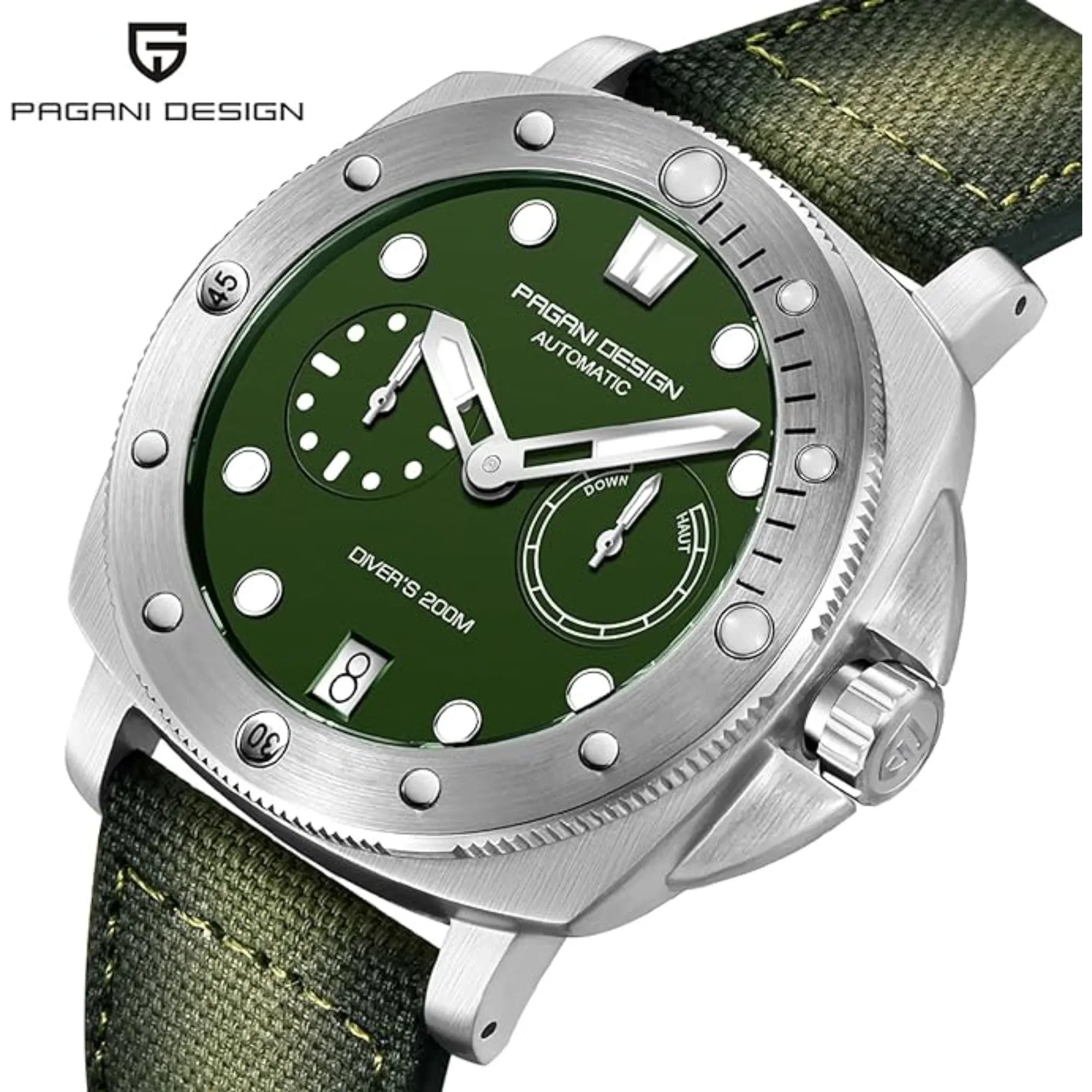 Pagani Design PD-1767 Men's CAL.2C10 Automatic Mechanical Watch 41MM- Military Green - DREAM WATCHES