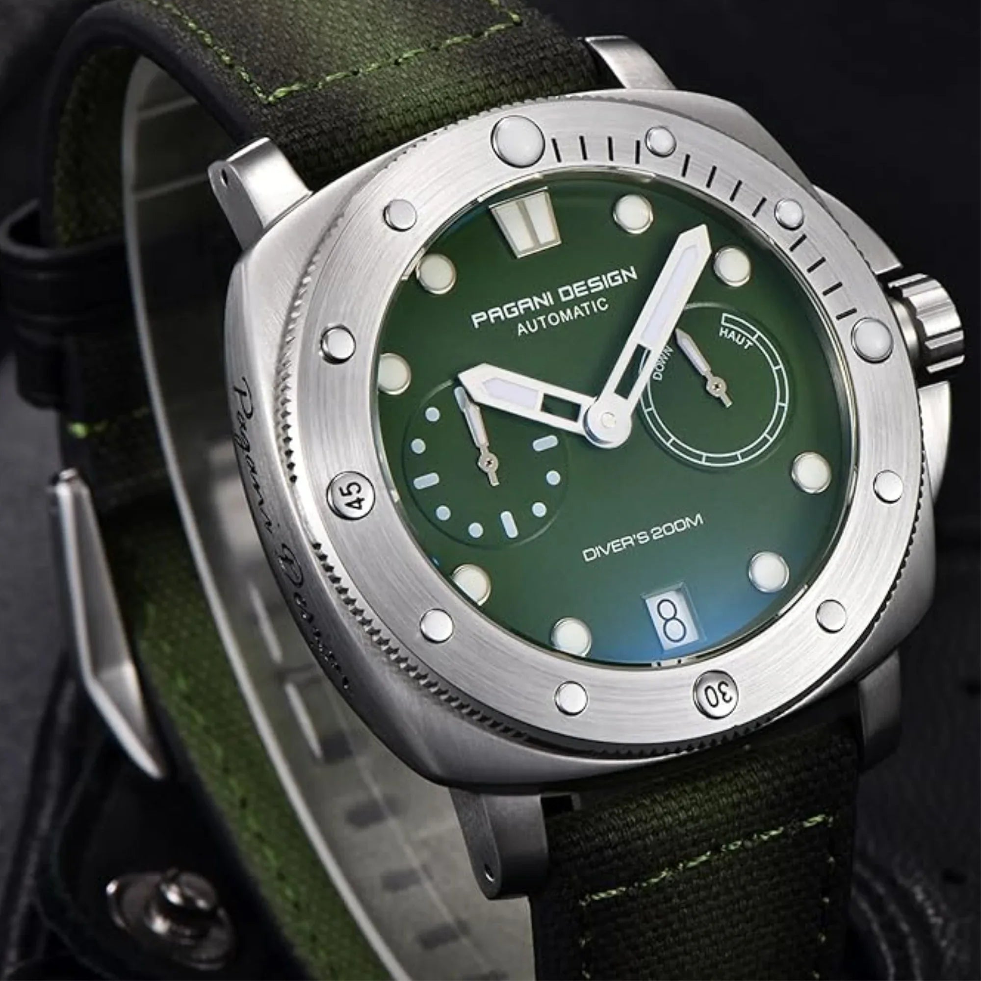 Pagani Design PD-1767 Men's CAL.2C10 Automatic Mechanical Watch 41MM- Military Green - DREAM WATCHES
